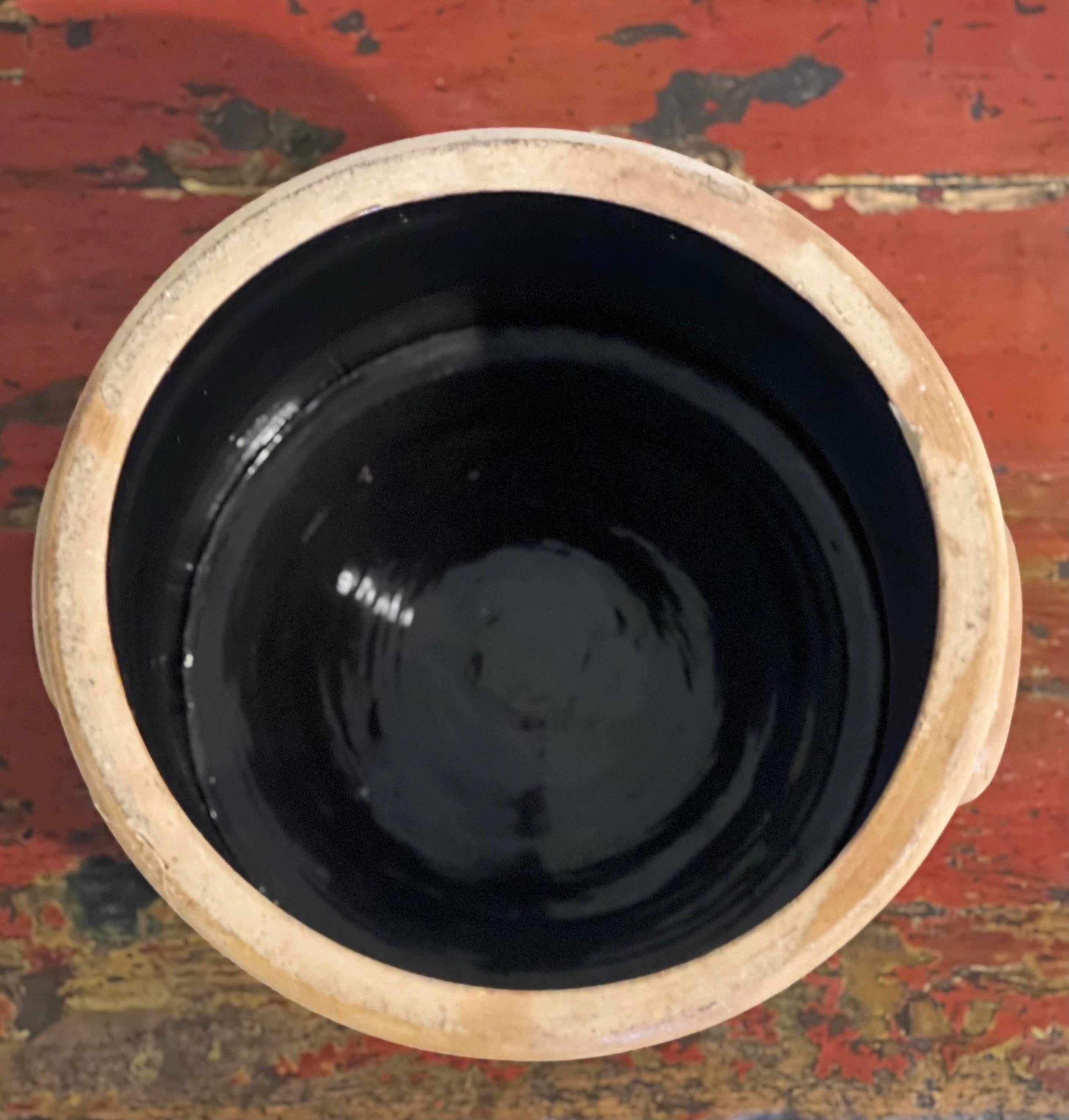 Rustic 19th Century Salt Glazed Stoneware Crock For Sale