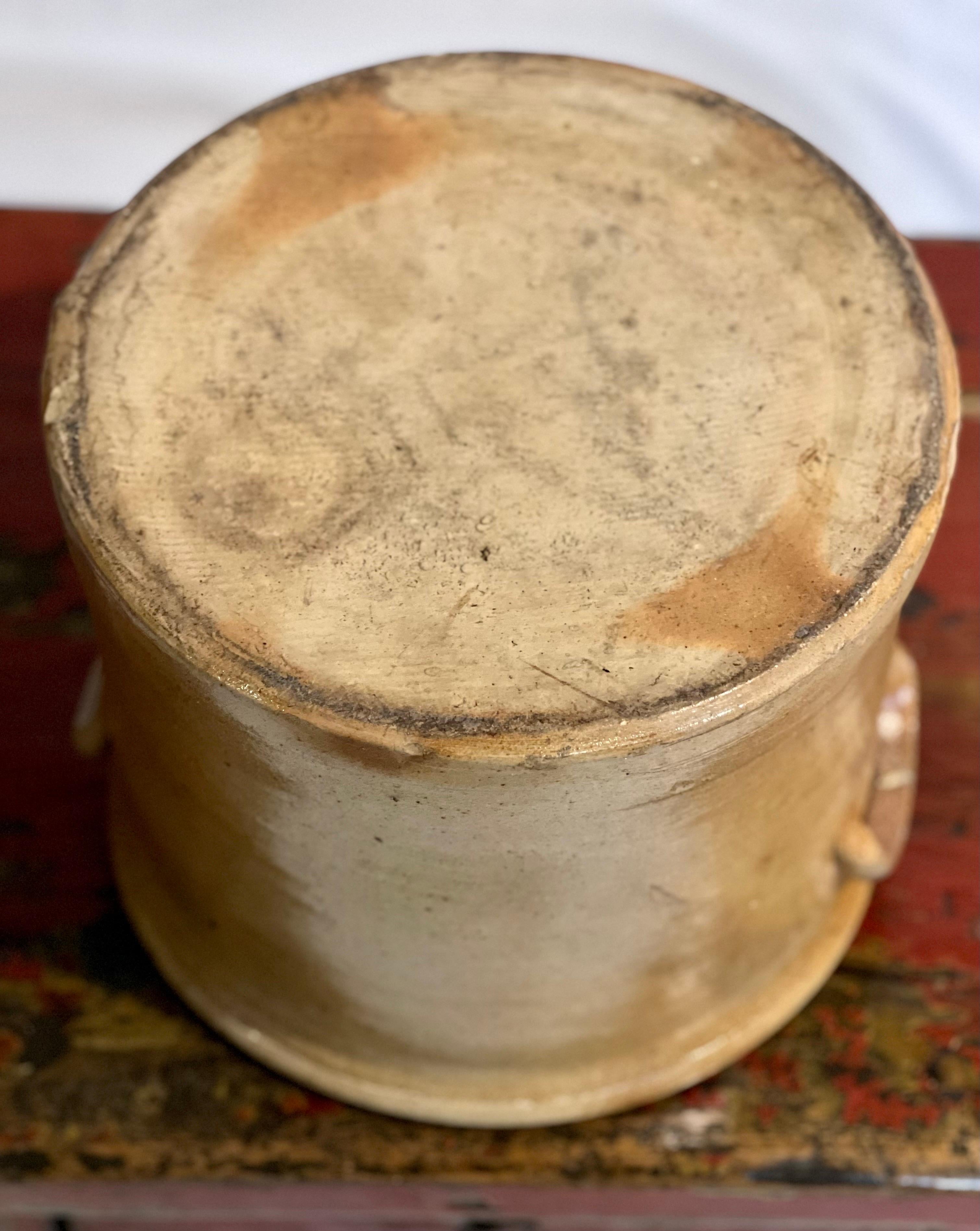 North American 19th Century Salt Glazed Stoneware Crock For Sale