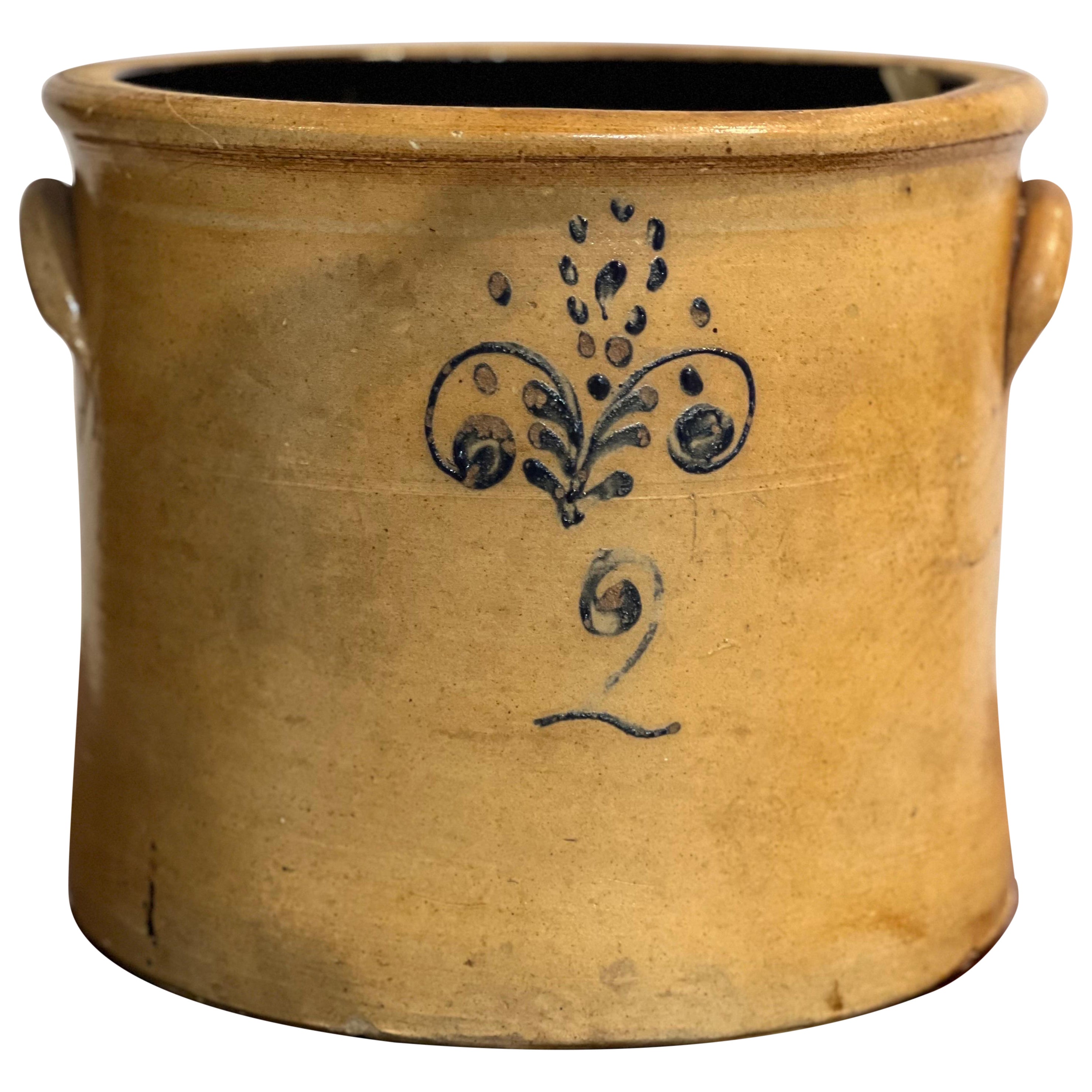 19th Century Salt Glazed Stoneware Crock