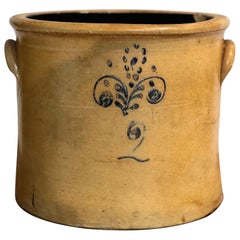 Antique 19th Century Salt Glazed Stoneware Crock