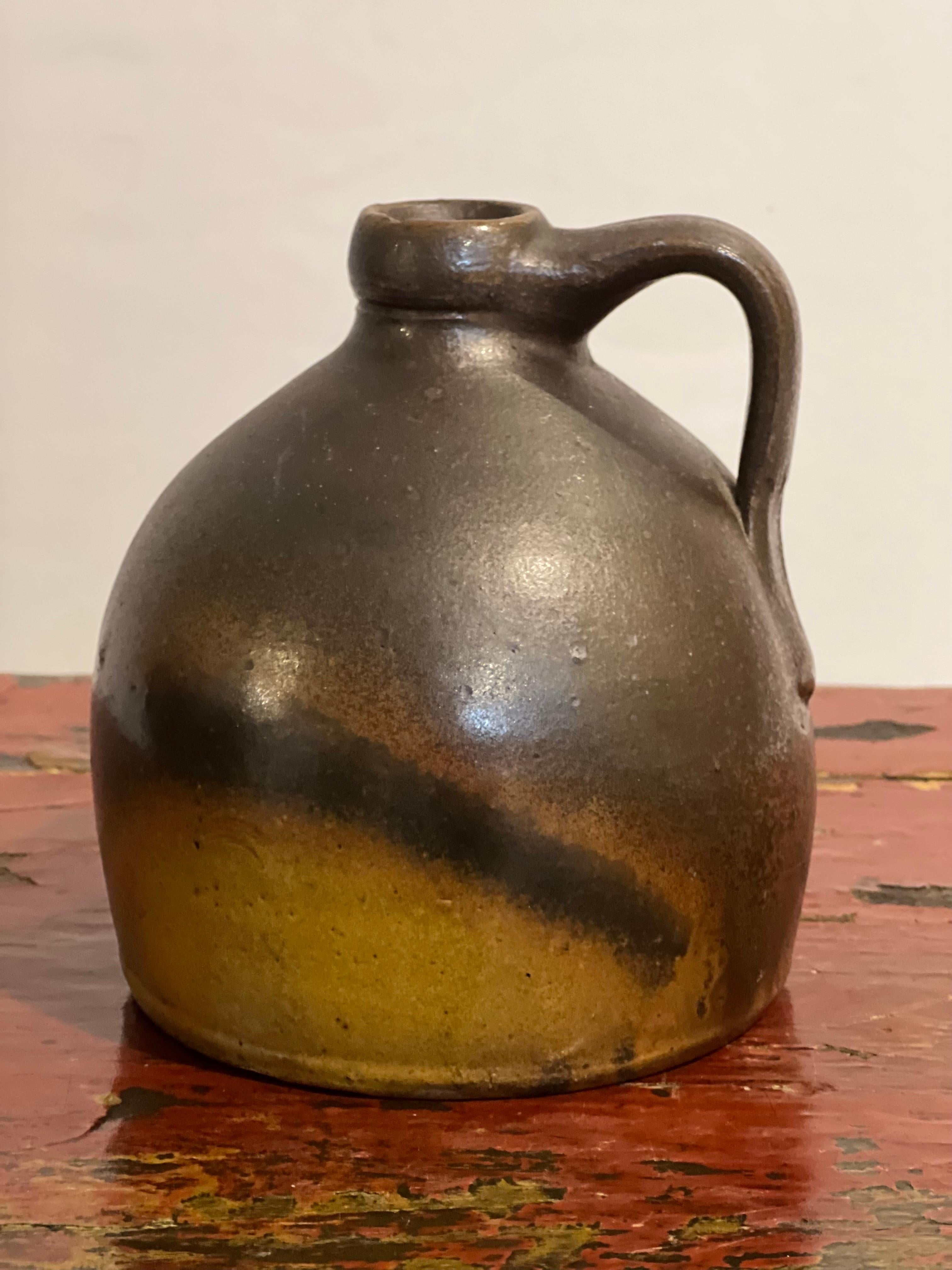 Clay Antique 19th Century Salt Glazed Stoneware Jugs and Blacking Bottle, a Set For Sale