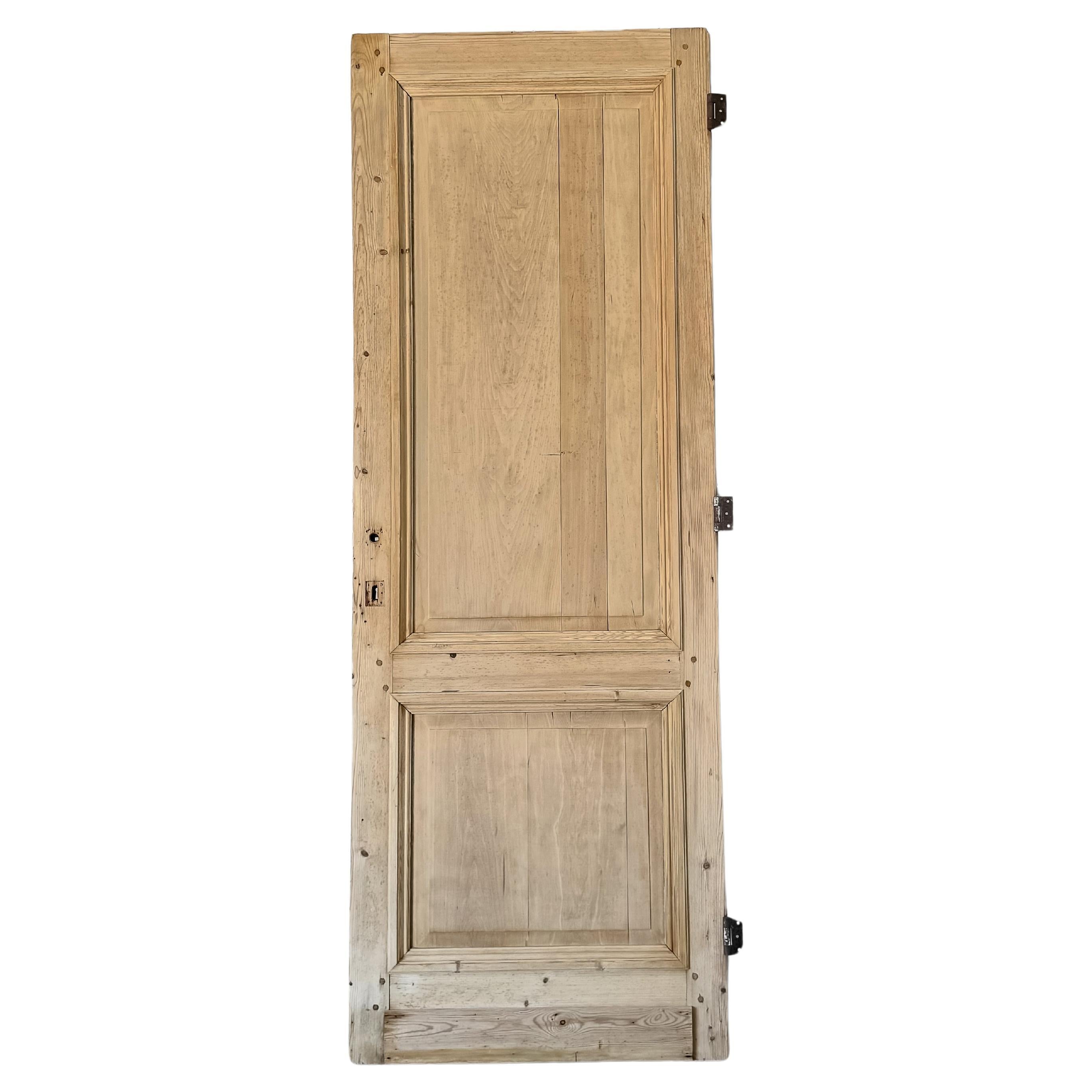 19th Century Salvaged Belgian 2 Panel Interior Pine Door