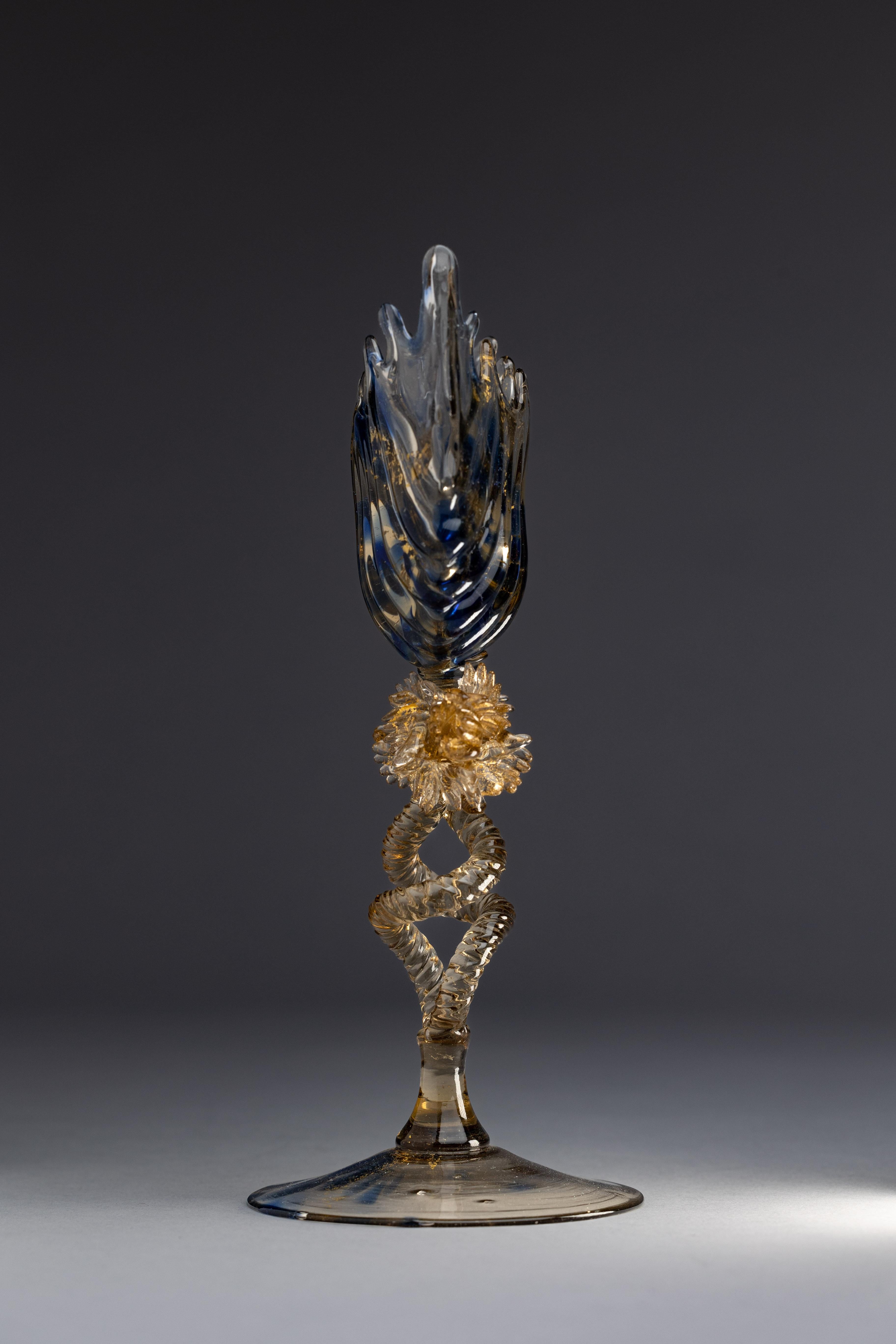 Gilt 19th Century Salviati Venetian Murano Glass Goblet For Sale