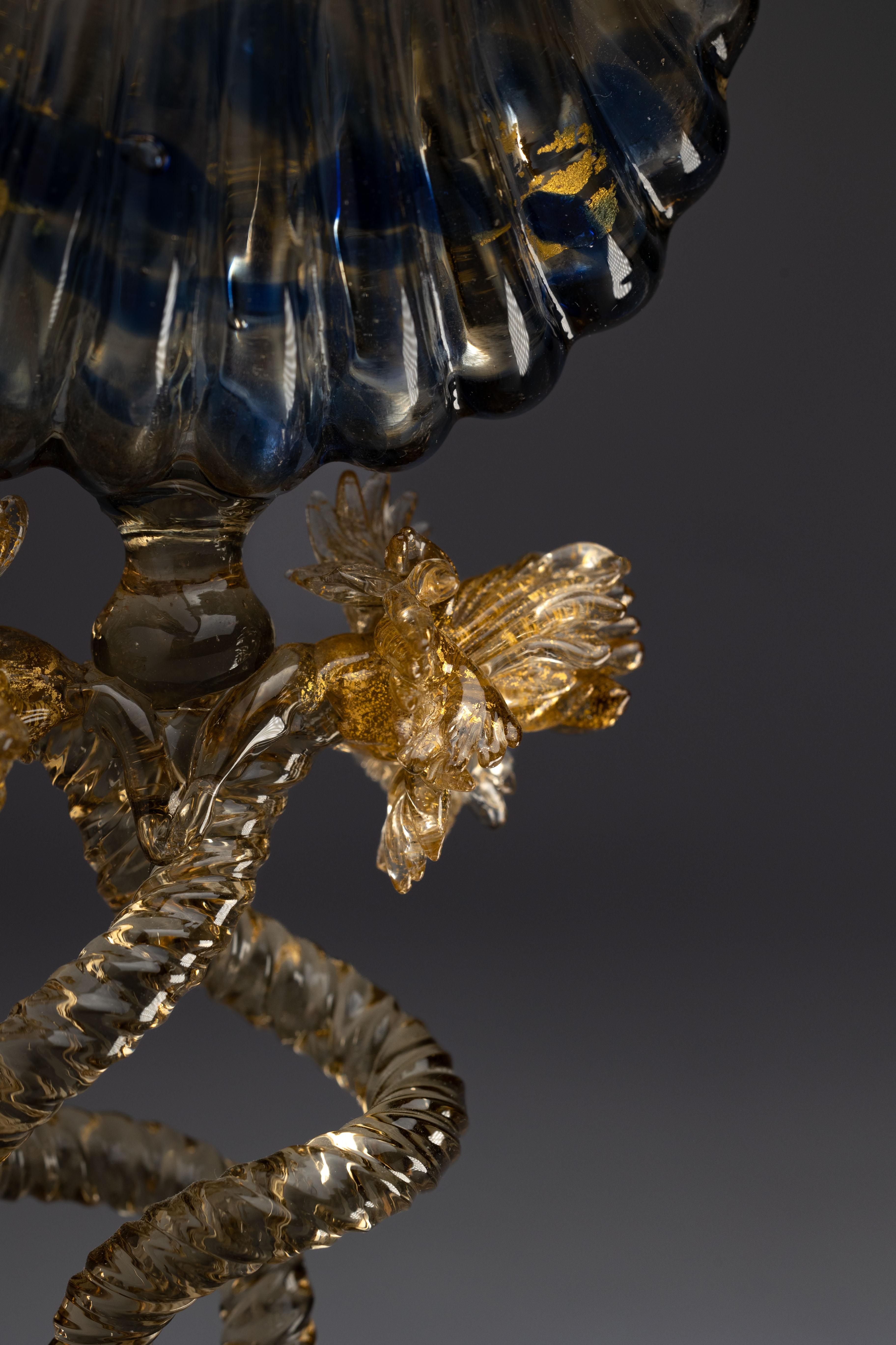 Art Glass 19th Century Salviati Venetian Murano Glass Goblet For Sale