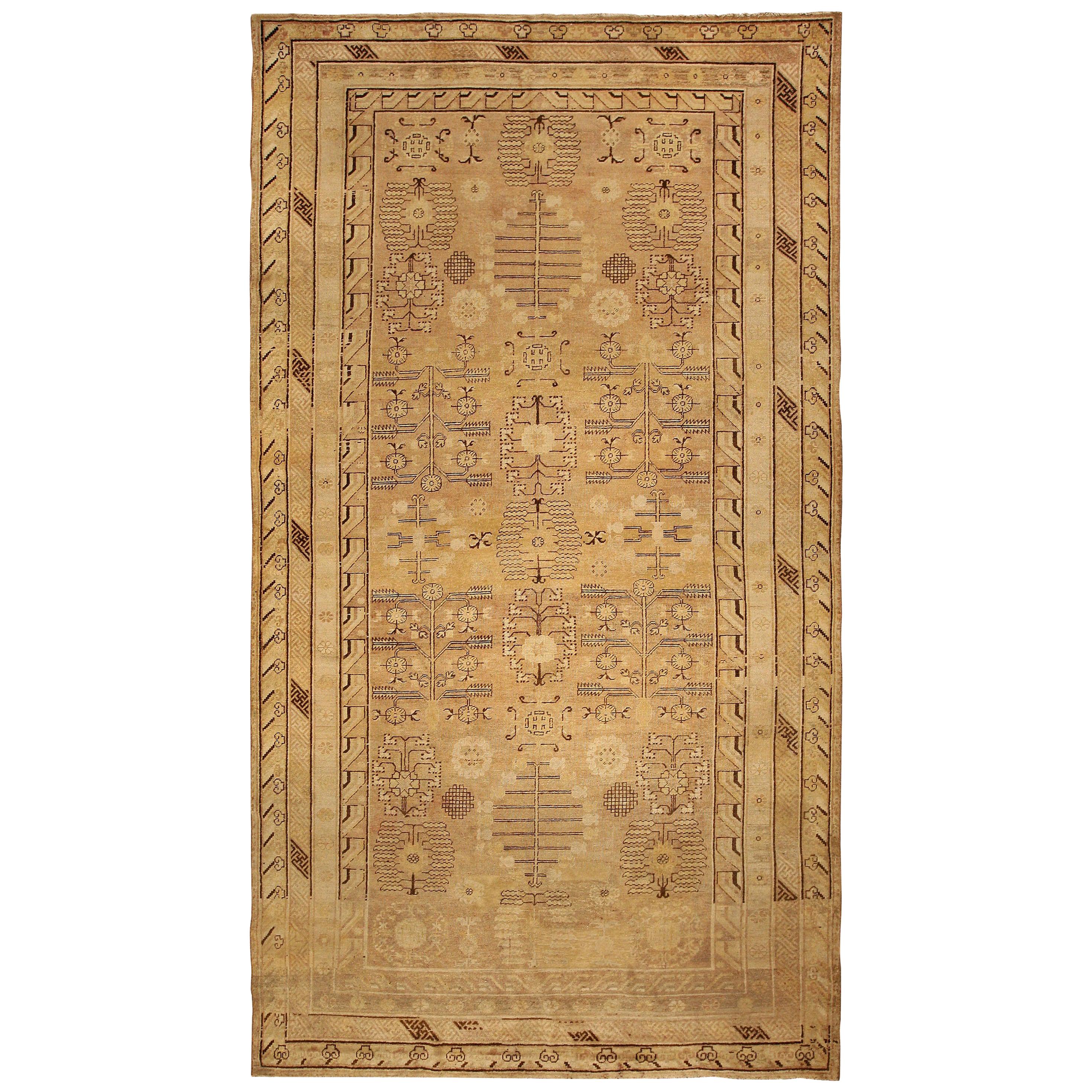 19th Century Samarkand Khotan Handmade Wool Rug