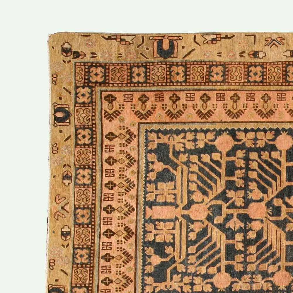 Hand-Knotted 19th Century Samarkand Khotan Handmade Wool Rug For Sale