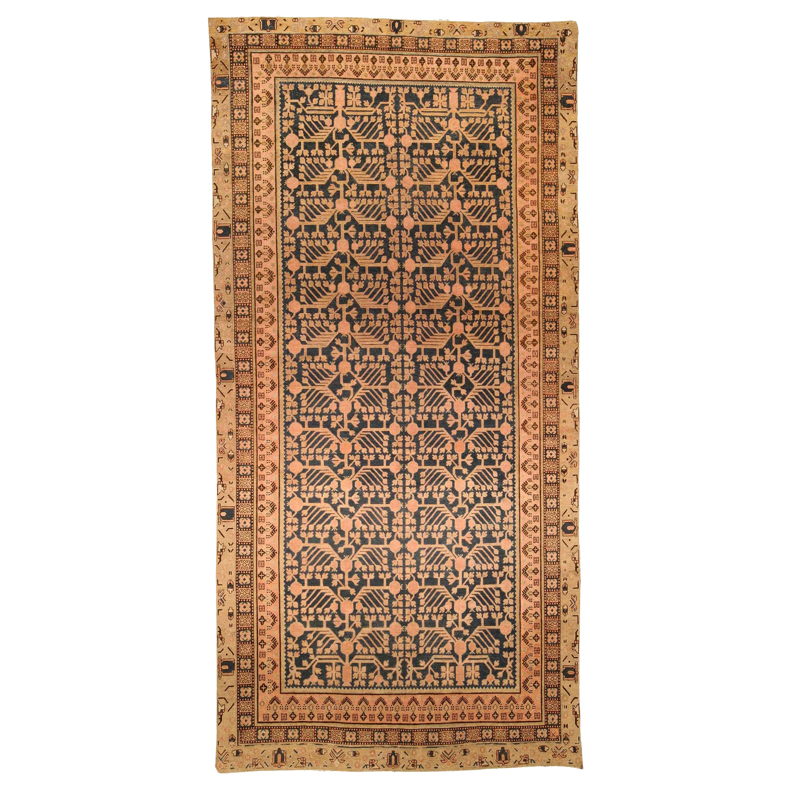 19th Century Samarkand Khotan Handmade Wool Rug For Sale