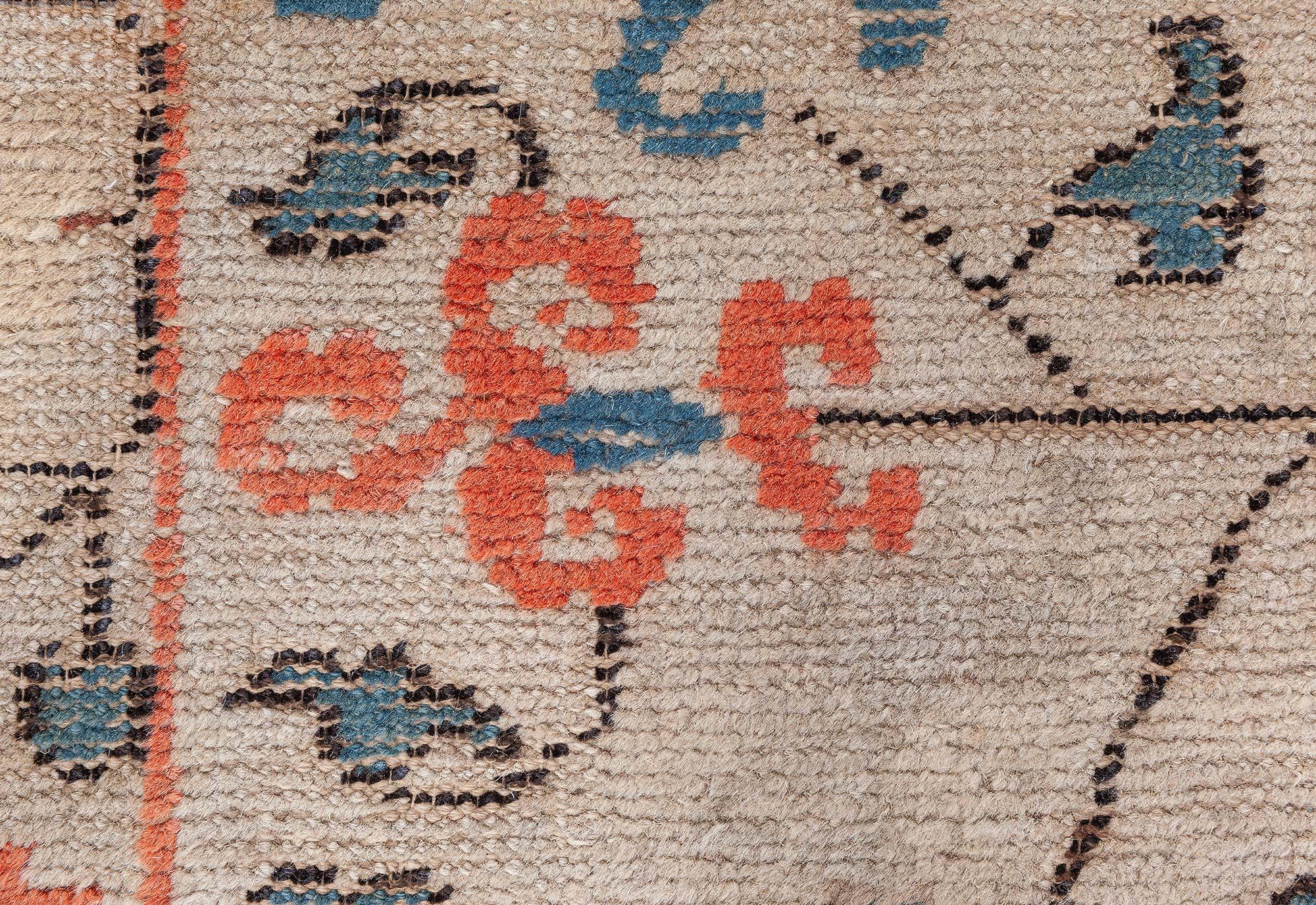 Khotan Doris Leslie Blau Tappeto di lana fatto a mano arancione Samarcanda del XIX secolo in vendita