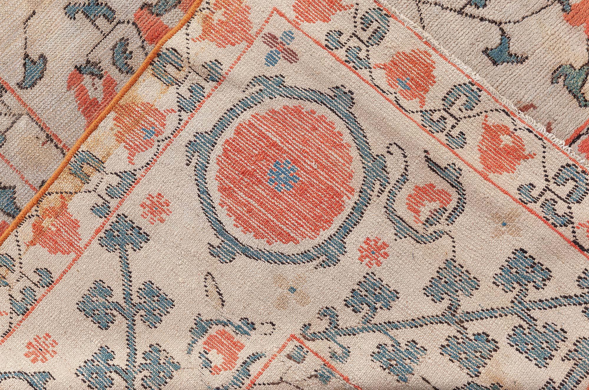 Doris Leslie Blau Tappeto di lana fatto a mano arancione Samarcanda del XIX secolo in vendita 1