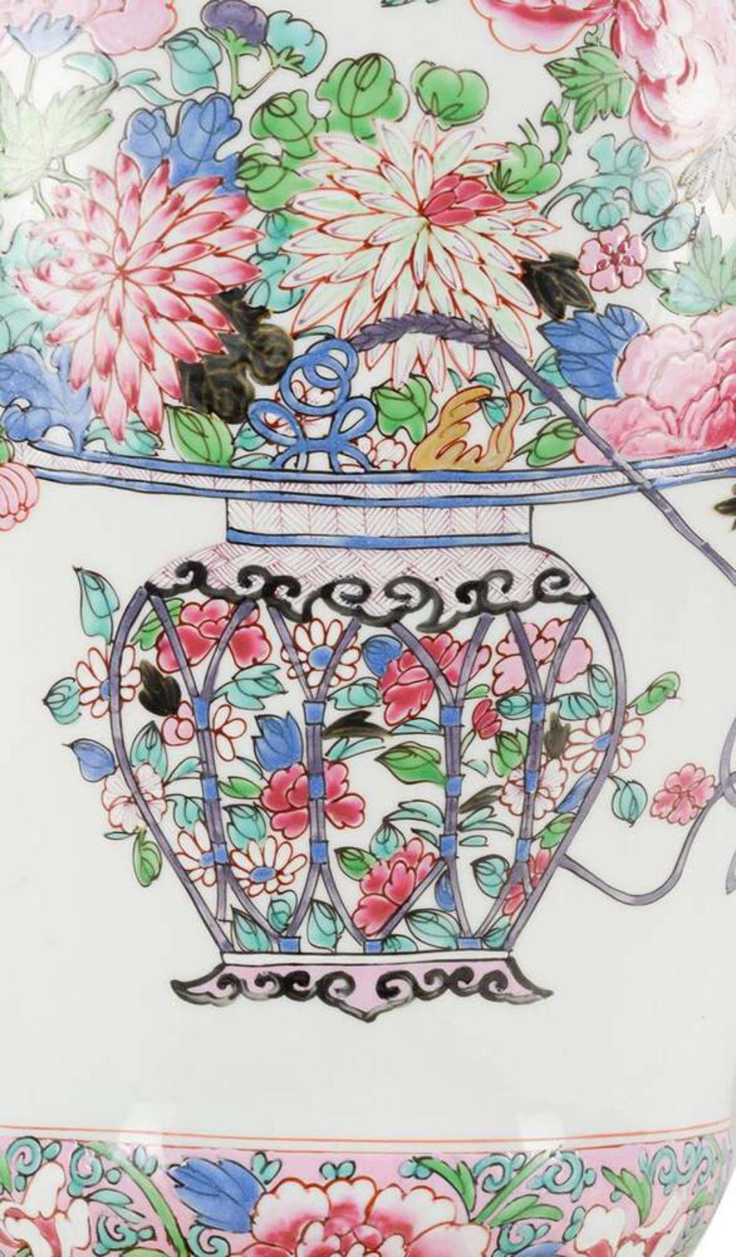 Porcelain 19th Century Samson Famille Rose Style Ormolu Mounted Vase / Lamp For Sale