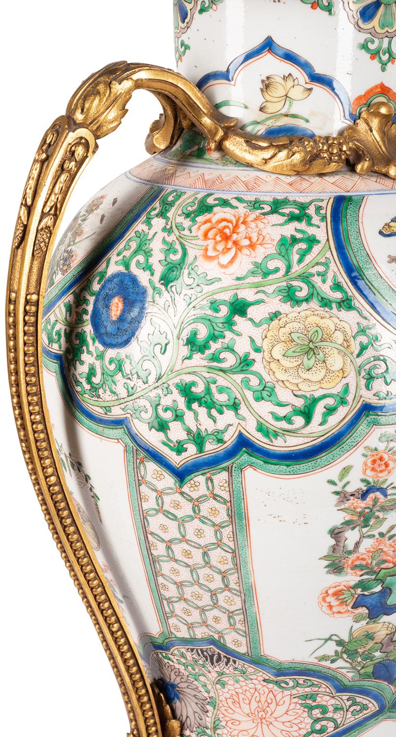 XIXe siècle vase / Lampe du 19ème siècle de style Samson:: Famille Verte en vente