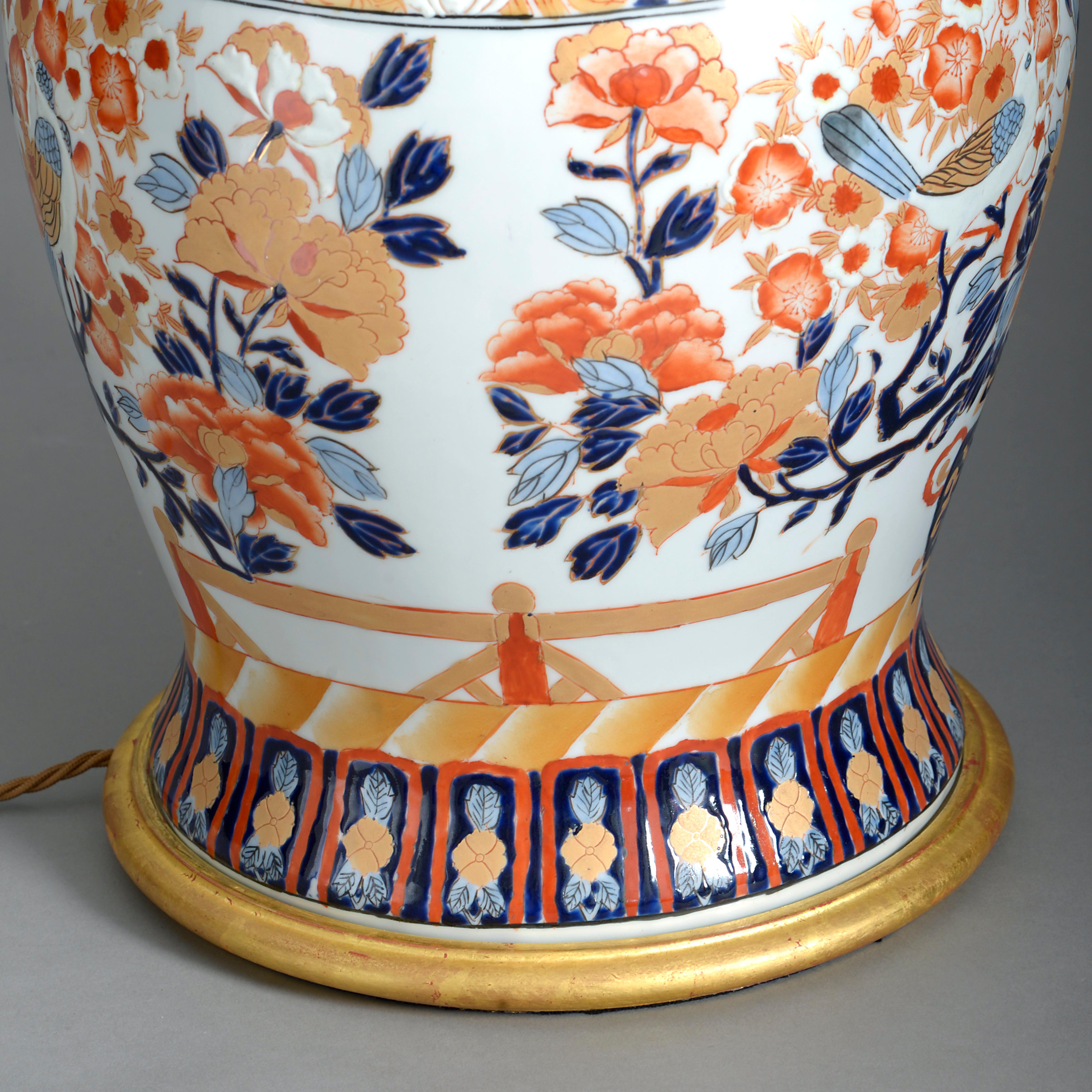 Fired 19th Century Samson Imari Porcelain Vase Lamp
