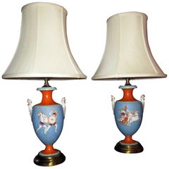 19th century Samuel Alcock Classical Urn Lamp, Pair