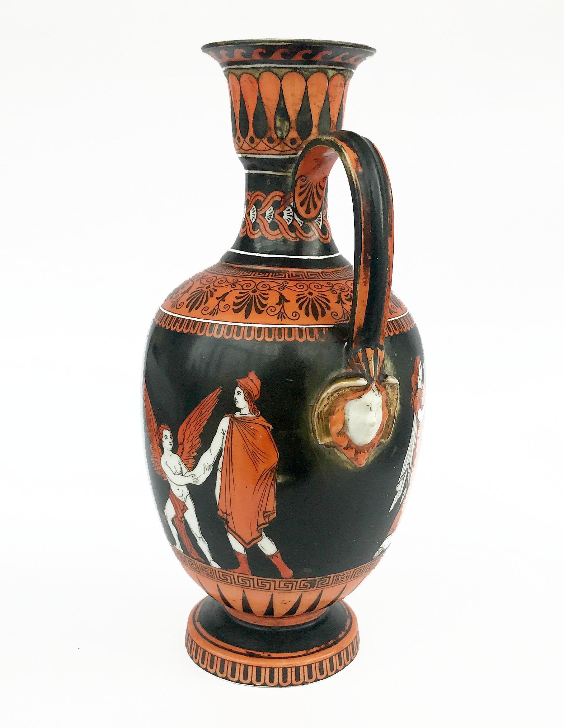 Neoclassical Revival 19th Century Samuel Alcock Neoclassical Porcelain Ewer Etruscan For Sale