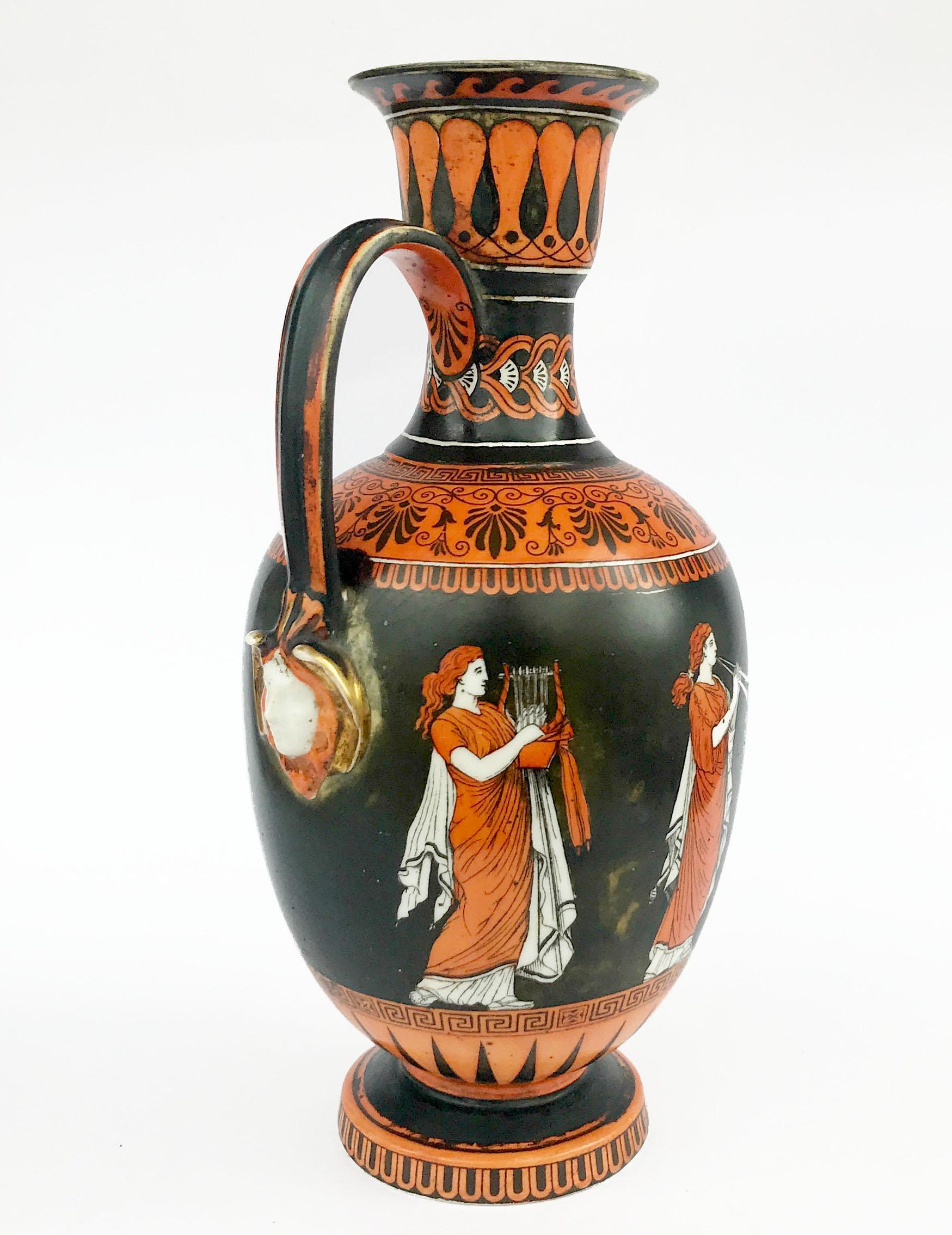 19th Century Samuel Alcock Neoclassical Porcelain Ewer Etruscan (Englisch) im Angebot