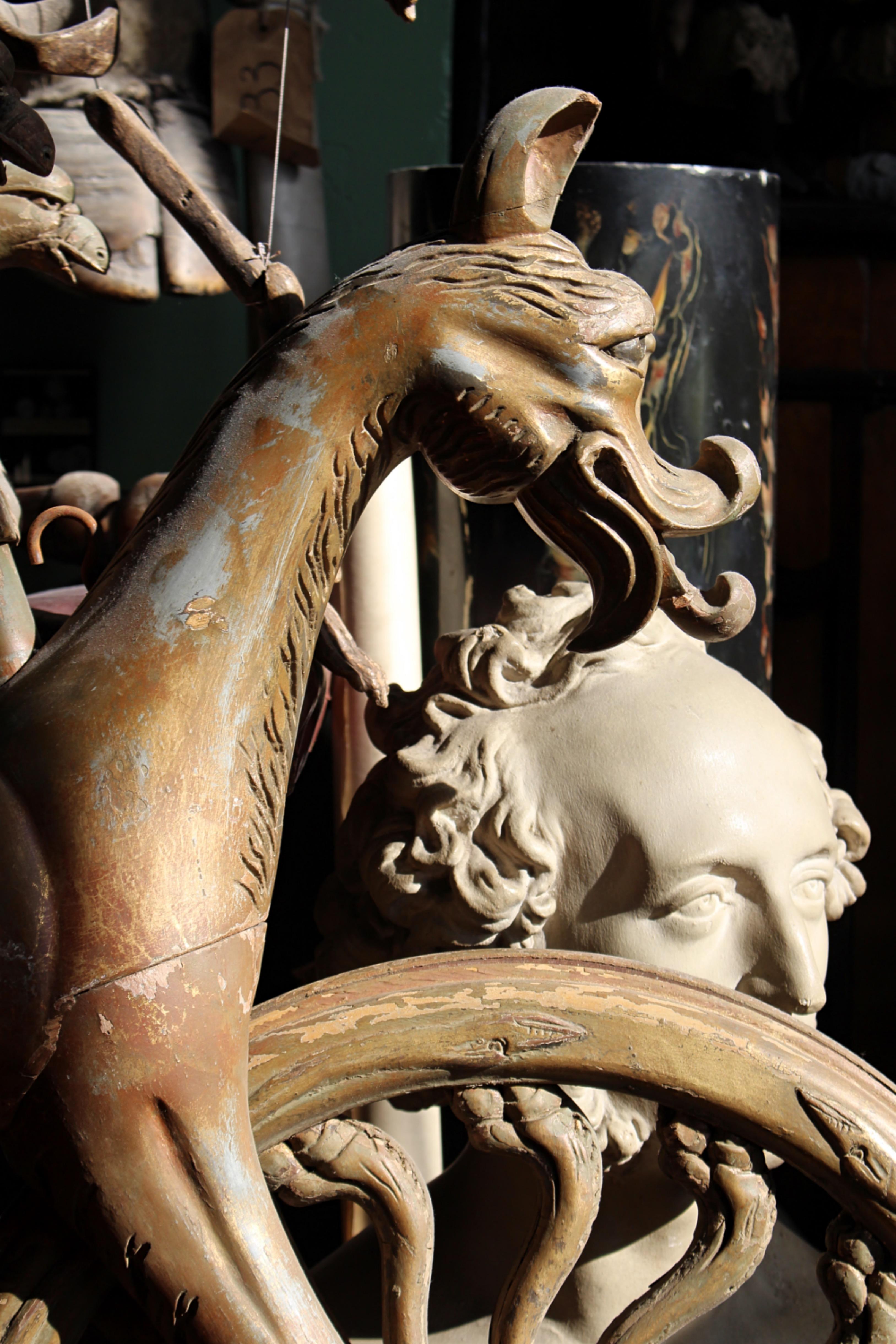 19ème siècle San Fransisco Sutro Baths Giltwood Seahorse Bicycle Folk Art en vente 3