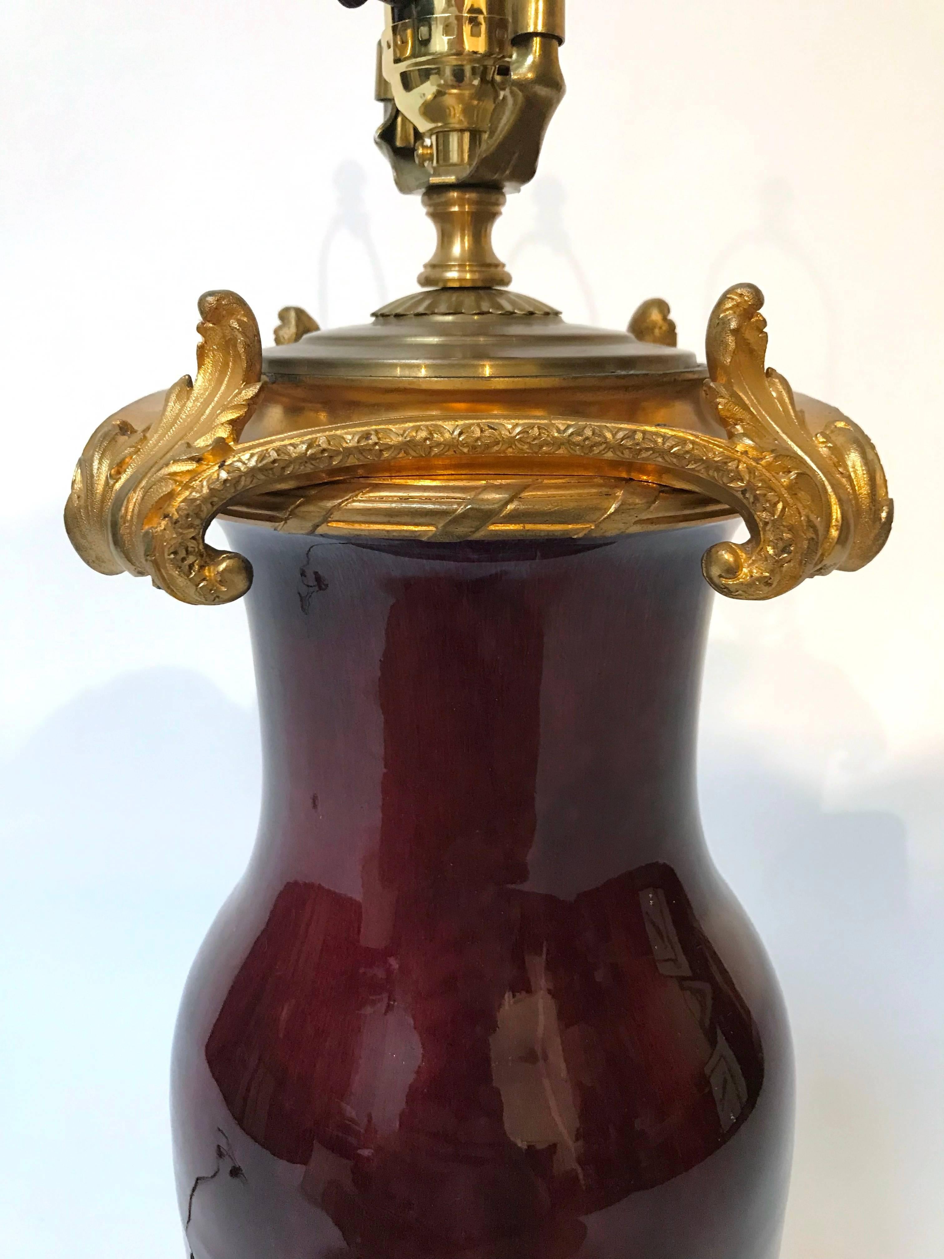 19th Century Sang de Boeuf Lamp with Ormolu Mounts 6