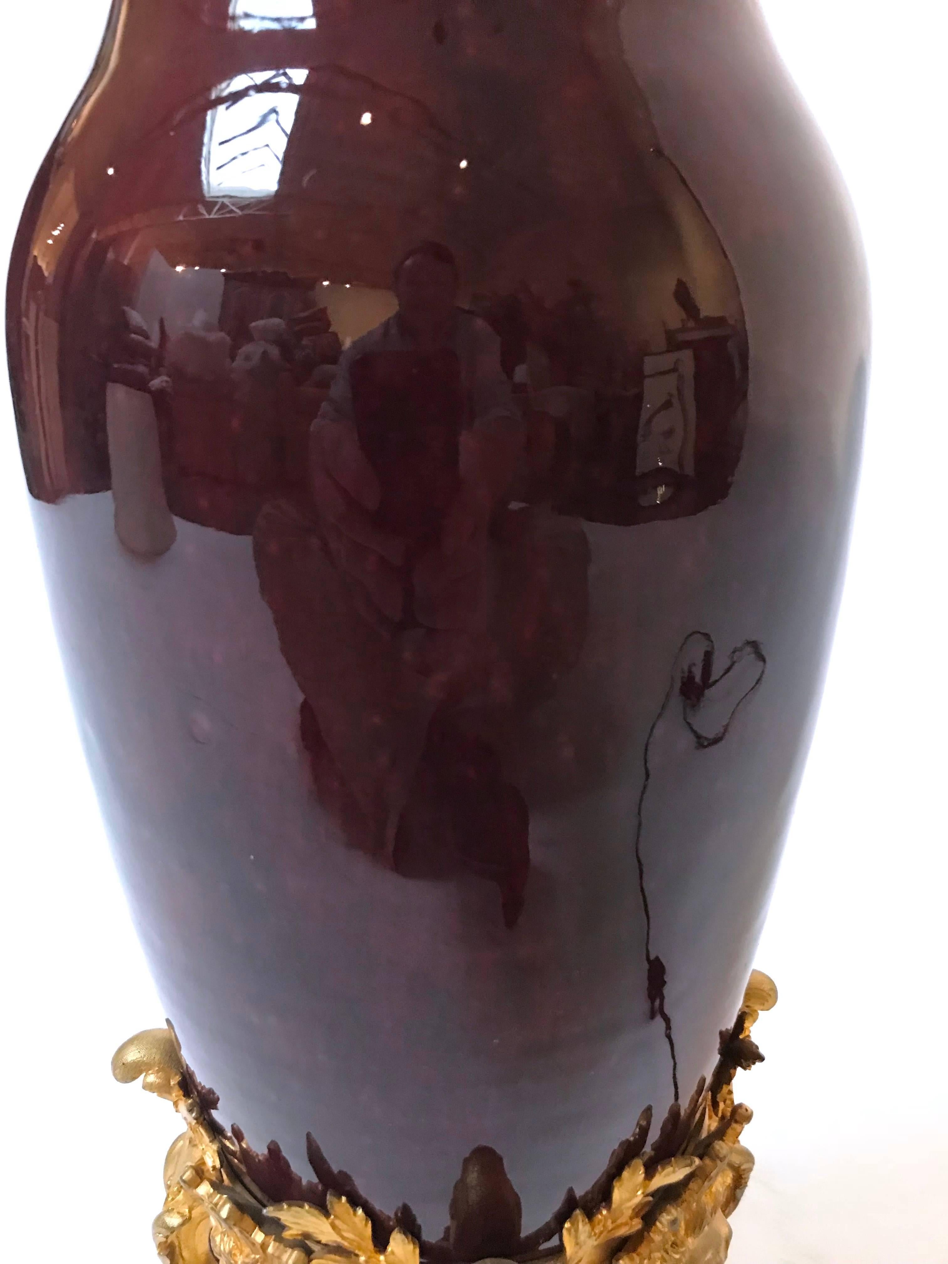 19th Century Sang de Boeuf Lamp with Ormolu Mounts In Good Condition In Dallas, TX