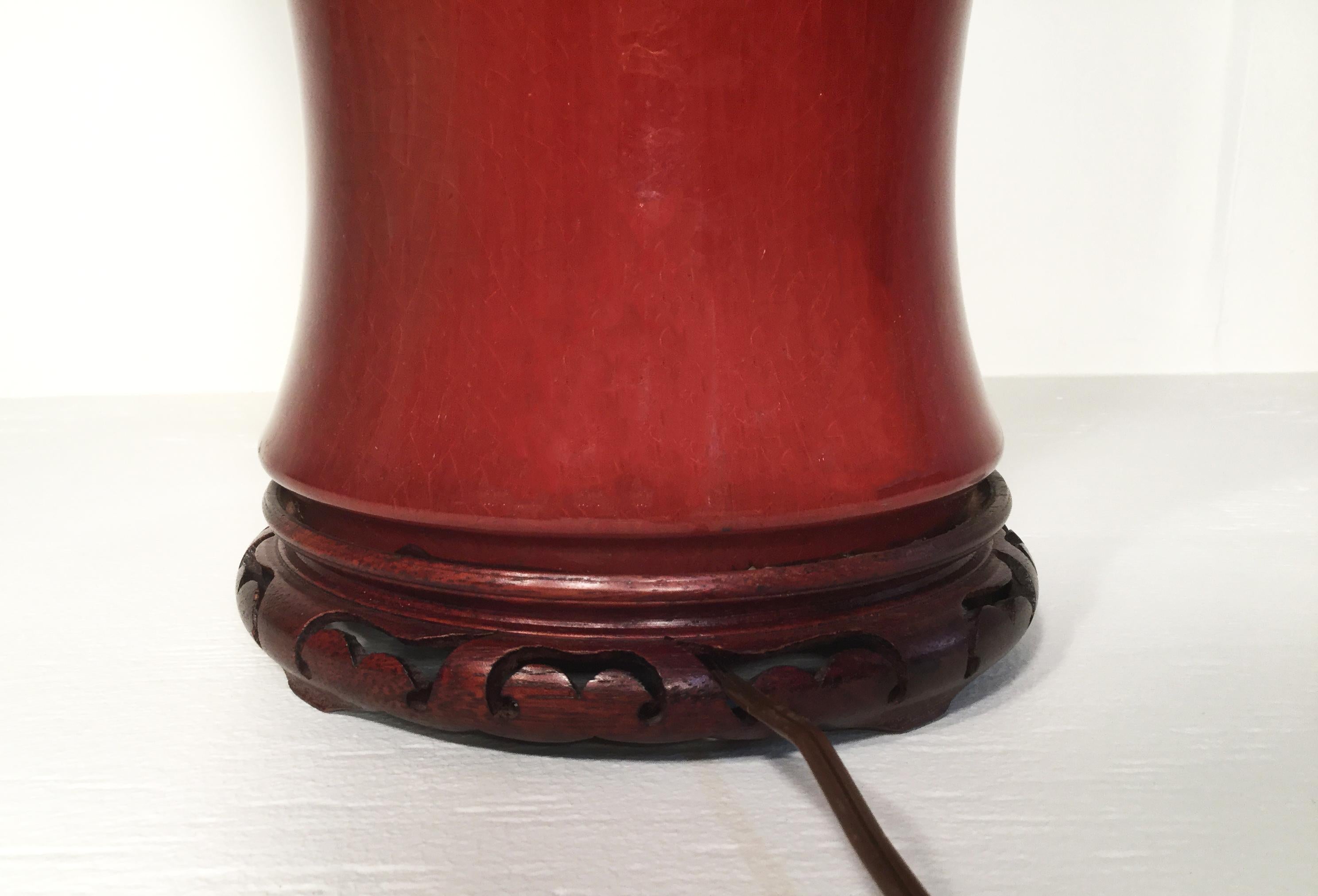 19th Century Sang De Boeuf Porcelain Urn Lamp 1