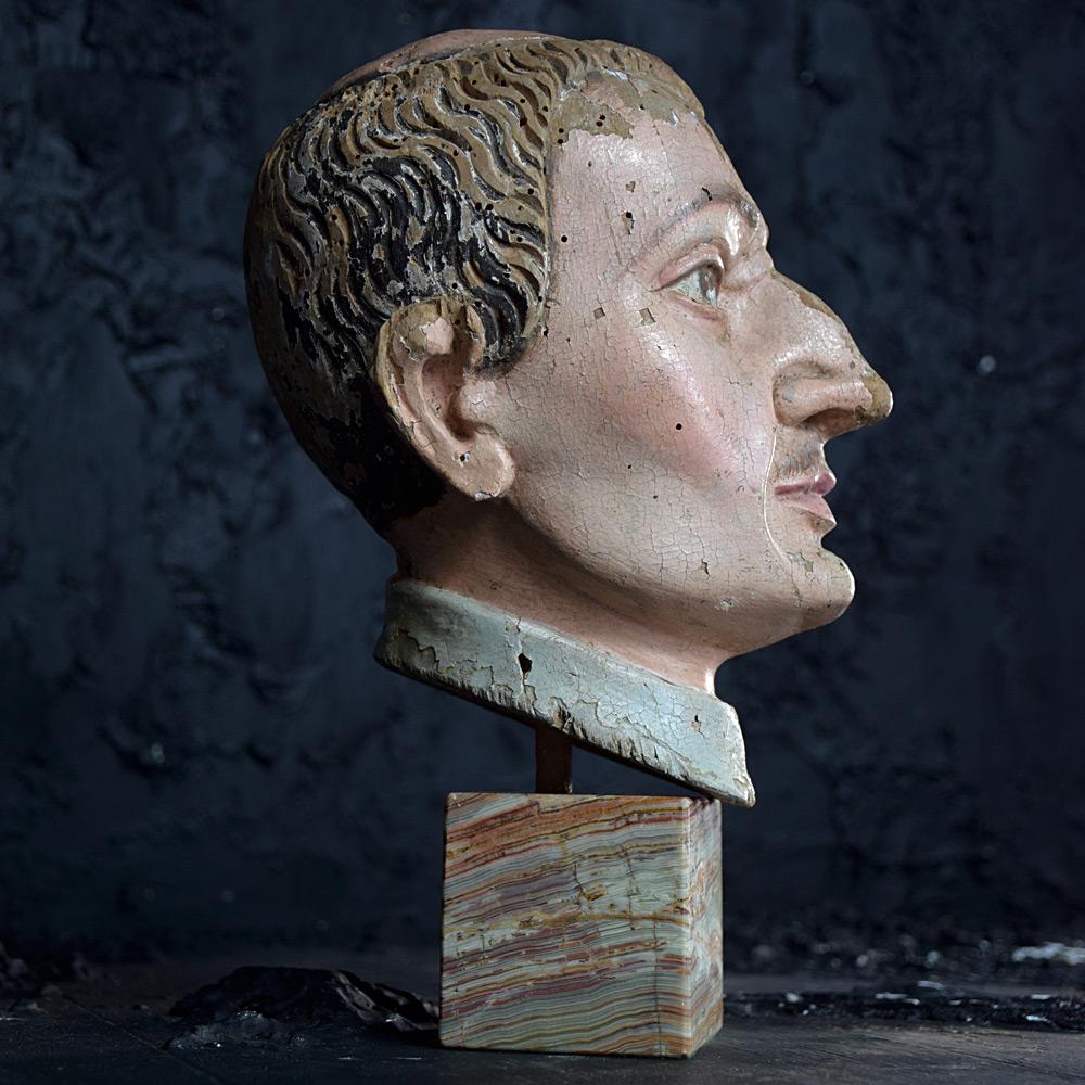 Hand-Carved 19th Century Santos Head  For Sale