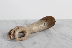 19th Century Santos or Saint Ex-Voto Carved Polychrome Wood Arm & Hand Offering