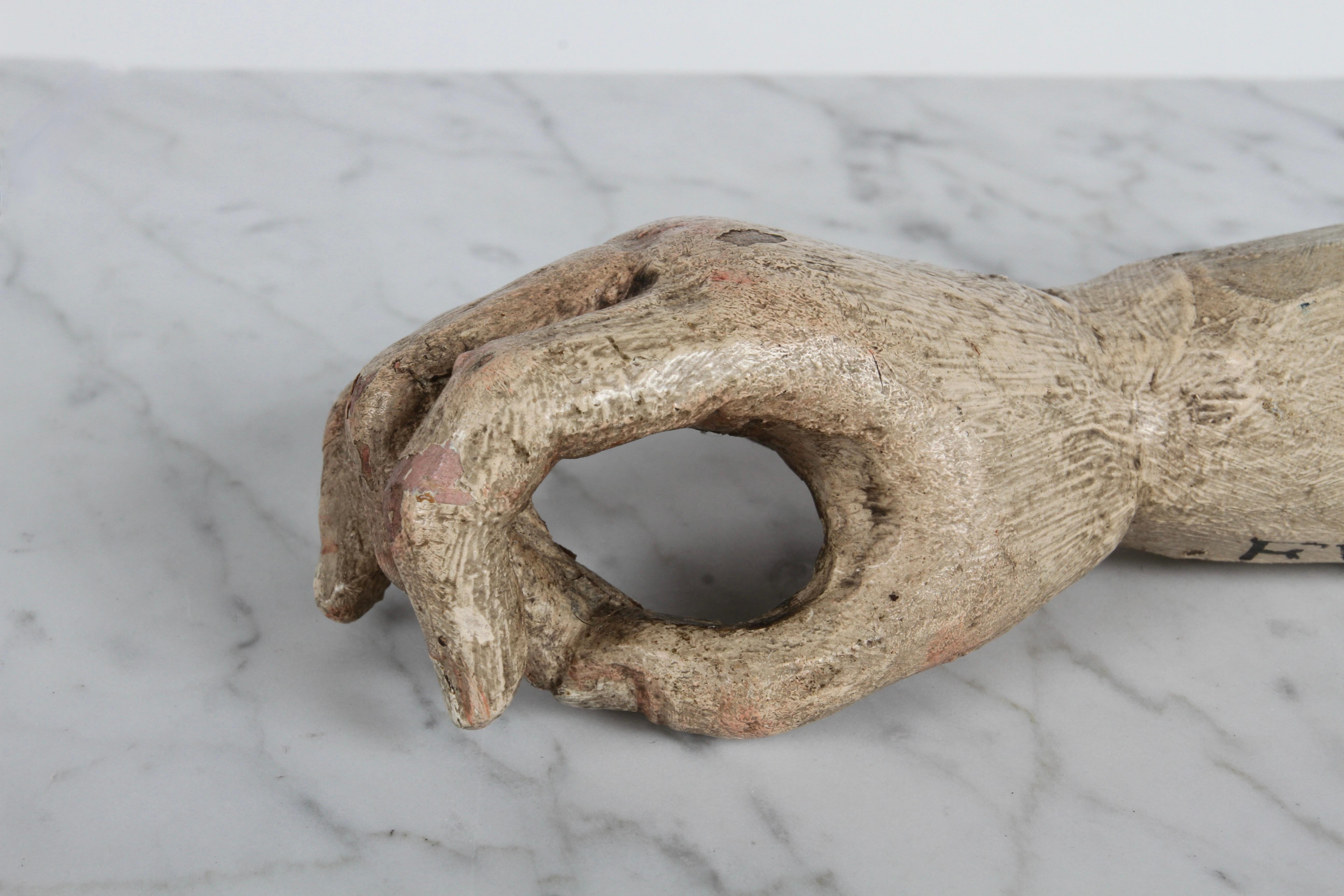 19th Century Santos or Saint Ex-Voto Carved Polychrome Wood Arm & Hand Offering 3