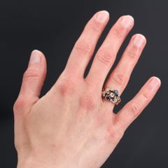 19th Century Sapphire Diamond 18 Karat Rose Gold 3 Rings Ring