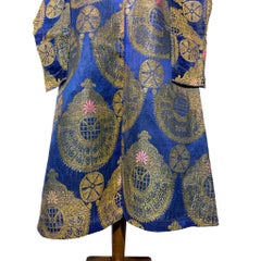 19th-Century Sapphire & Gold Silk Chapan