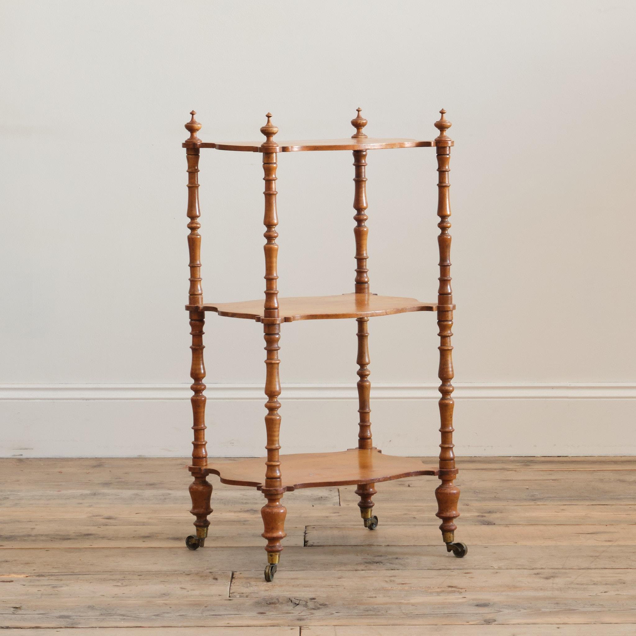 Victorian 19th Century Satin Birch 3 Tier Whatnot For Sale