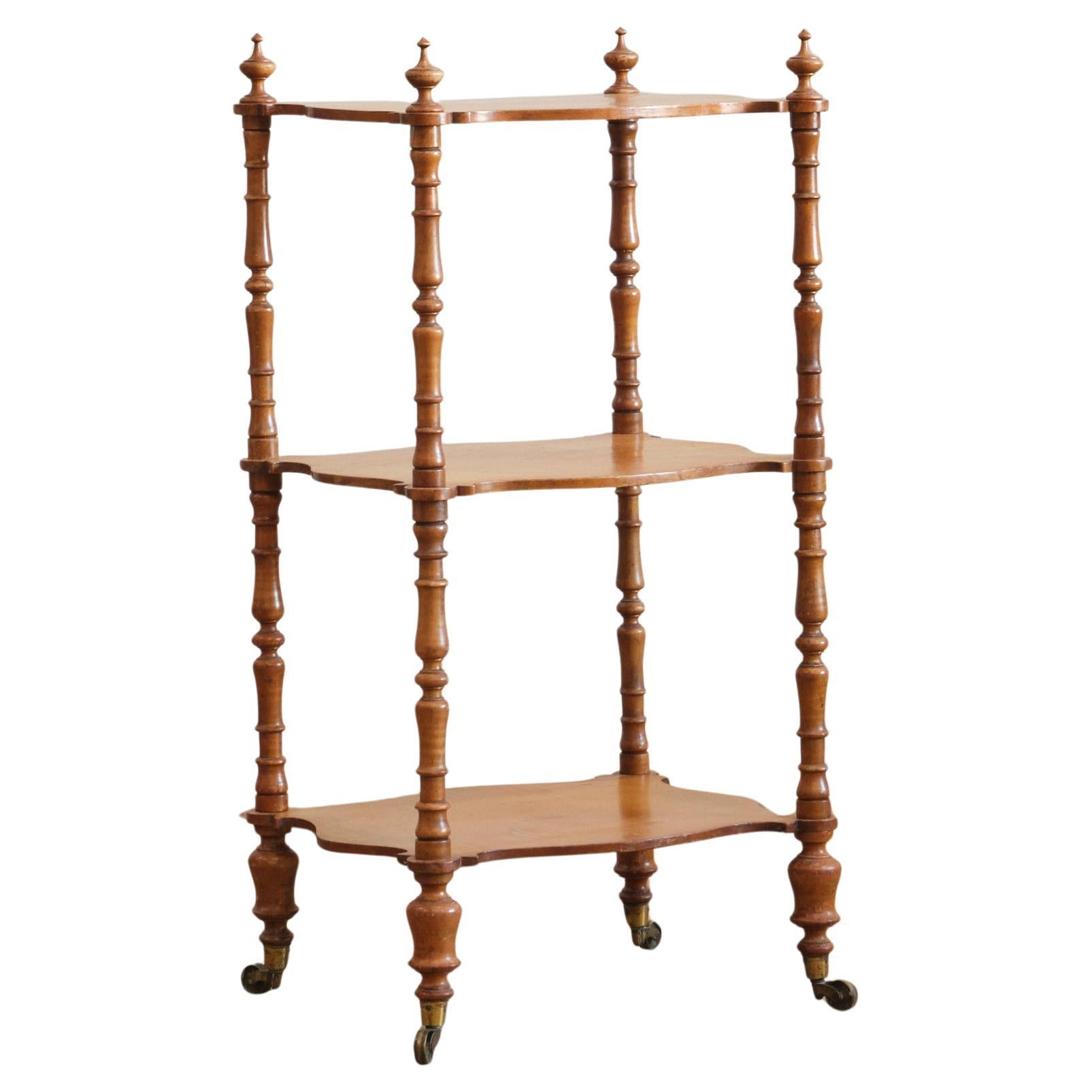 19th Century Satin Birch 3 Tier Whatnot For Sale