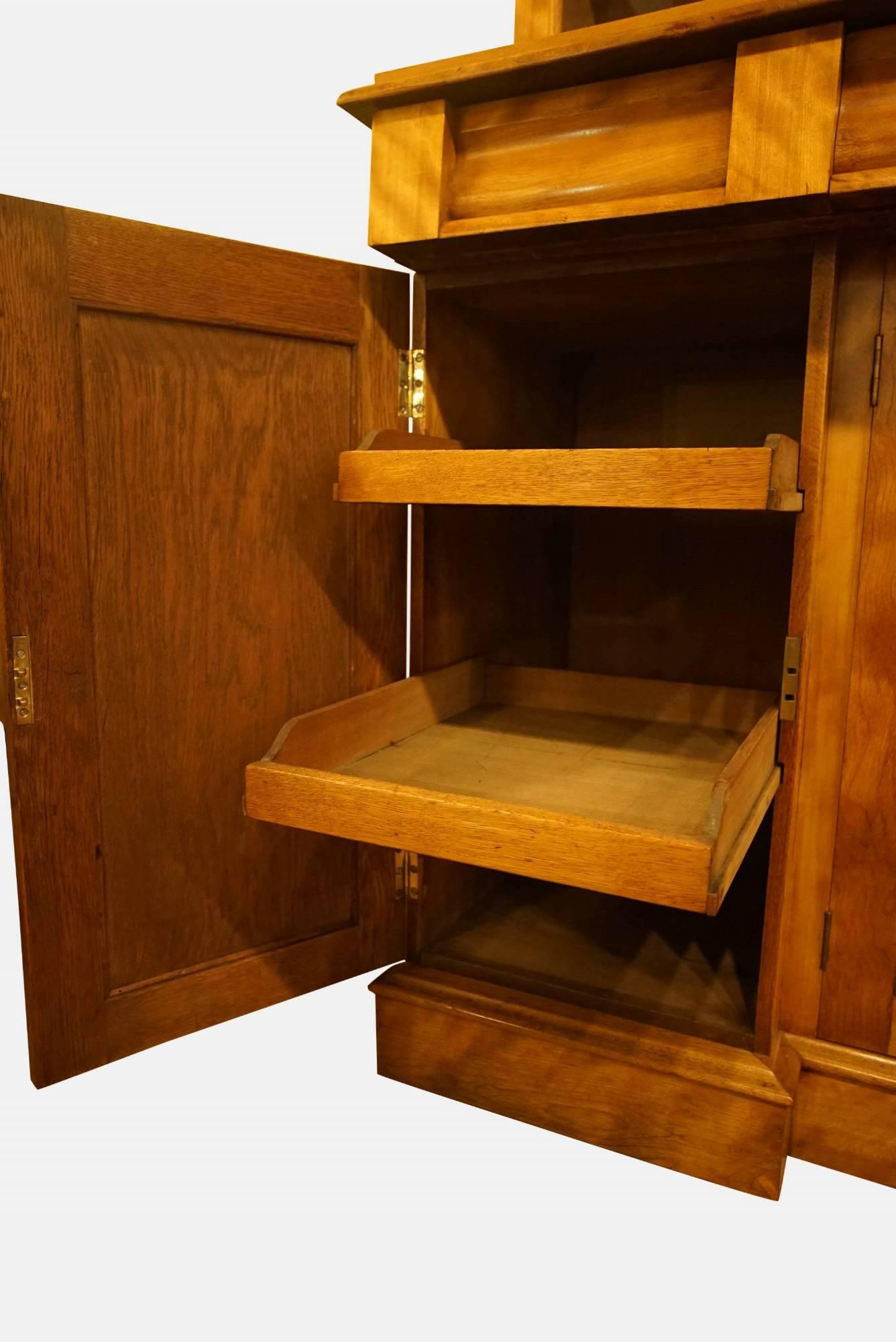 19th Century Satin Birch Breakfront Bookcase For Sale 4