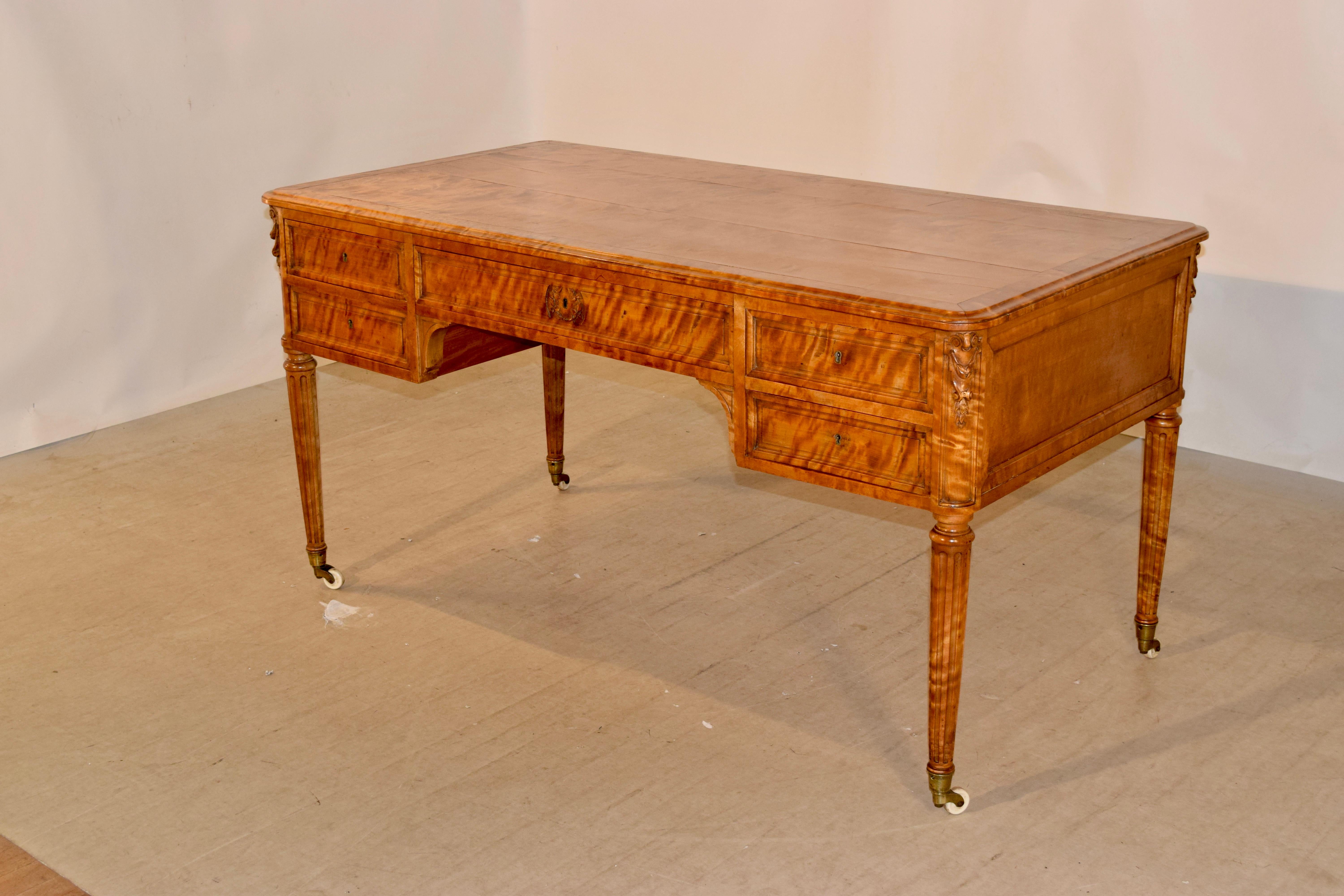 English 19th Century Satin Birch Desk