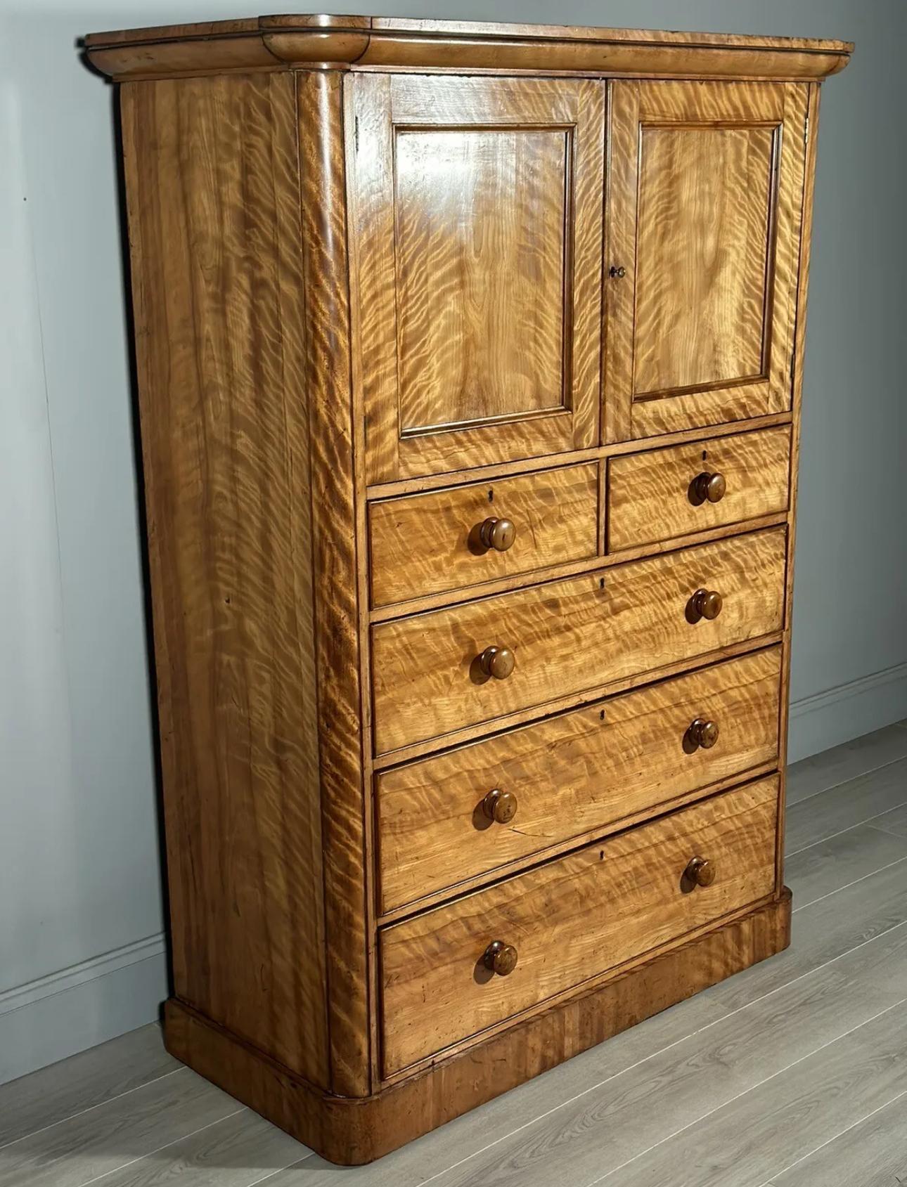 19th Century Satin Birch Housekeepers Cupboard For Sale 3