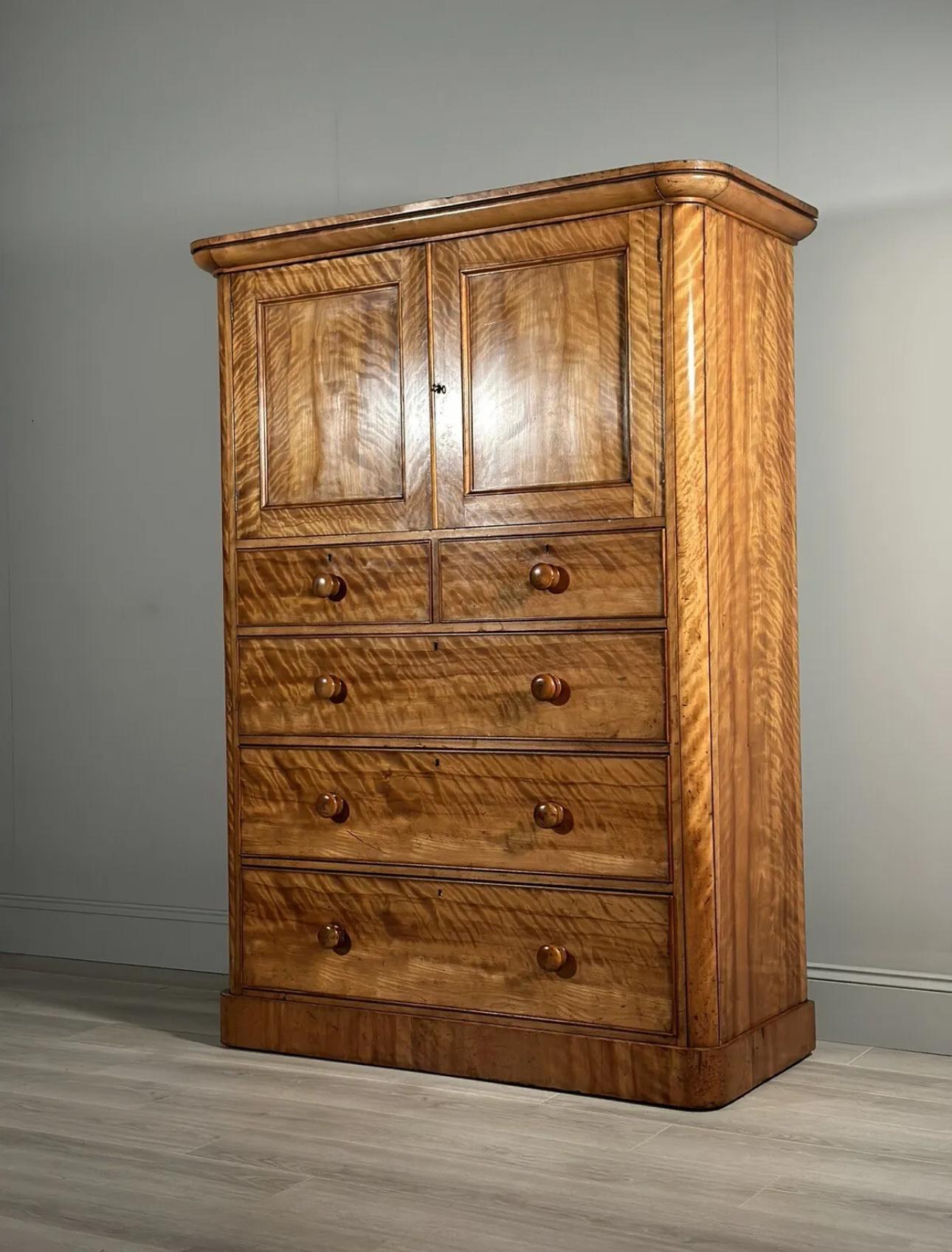 19th Century Satin Birch Housekeepers Cupboard For Sale 4