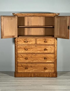 19th Century Satin Birch Housekeepers Cupboard