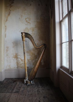 19th Century Satin & Gilt Wood Harp Sébastien Érard Country House Faded Grander