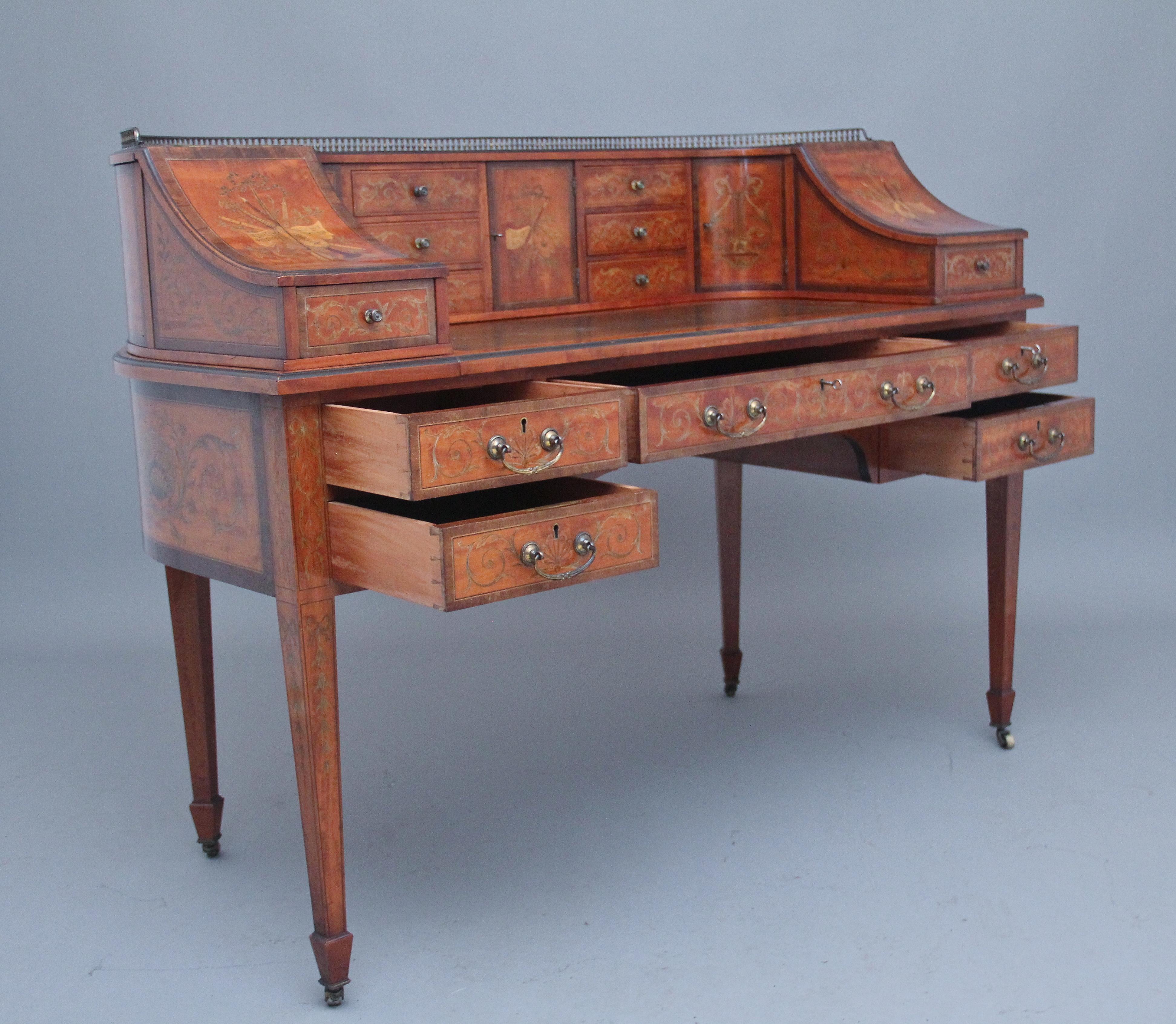 Carlton House-Schreibtisch aus Seidenholz mit Intarsien aus dem 19. Jahrhundert im Zustand „Gut“ im Angebot in Martlesham, GB