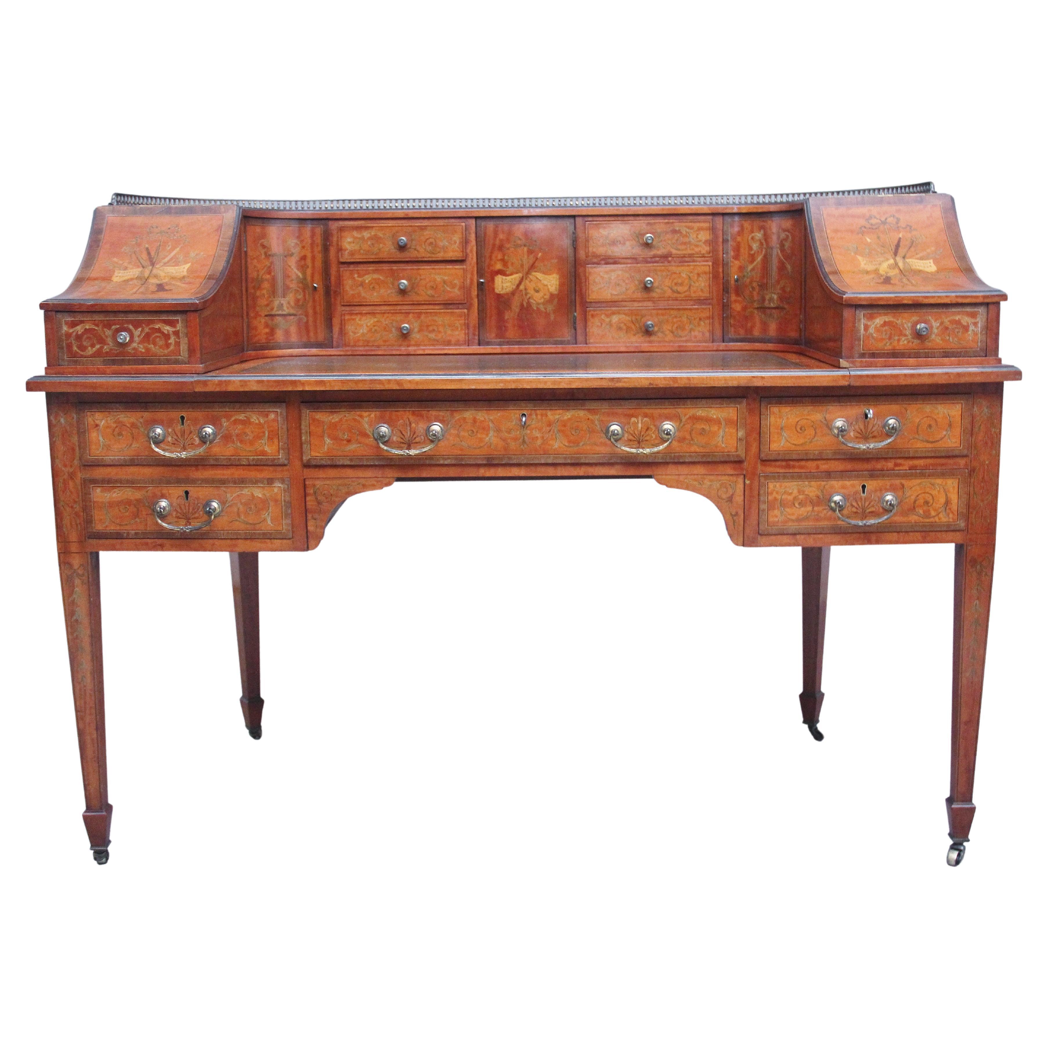 19th Century Satinwood and Inlaid Carlton House Desk