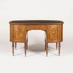 19th Century Satinwood and Marquetry Inlay Desk in the Adam Manner by Maple & Co