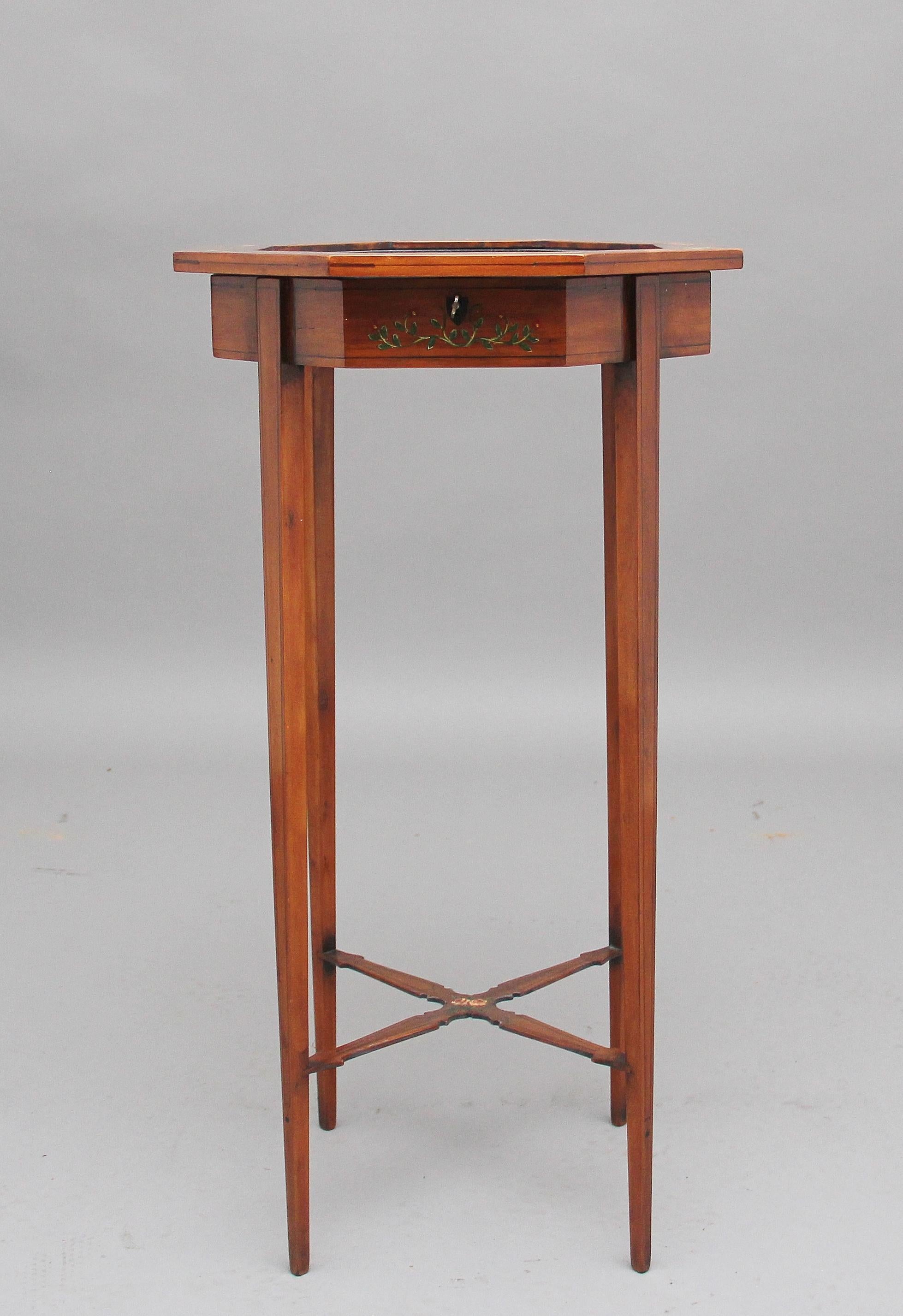 19th Century Satinwood and Painted Bijouterie Table For Sale 1