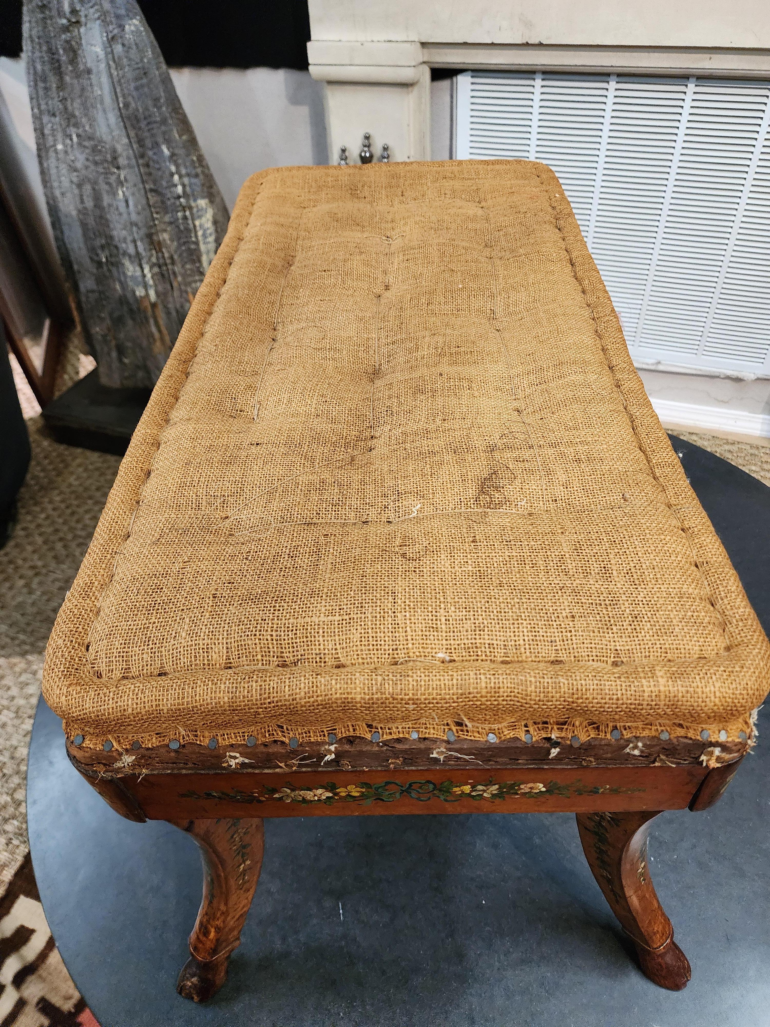 19th Century Satinwood Bench With Carved Hoofed Feet 5