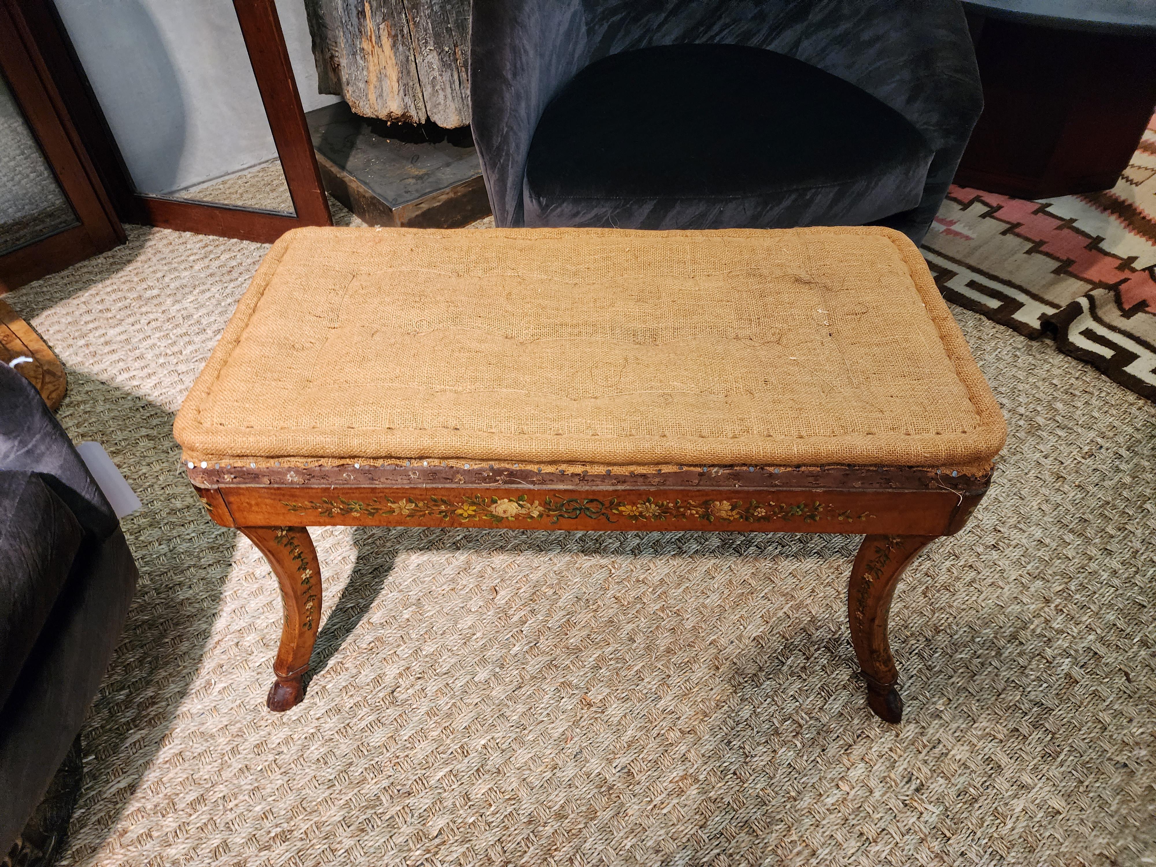 19th Century Satinwood Bench With Carved Hoofed Feet 2