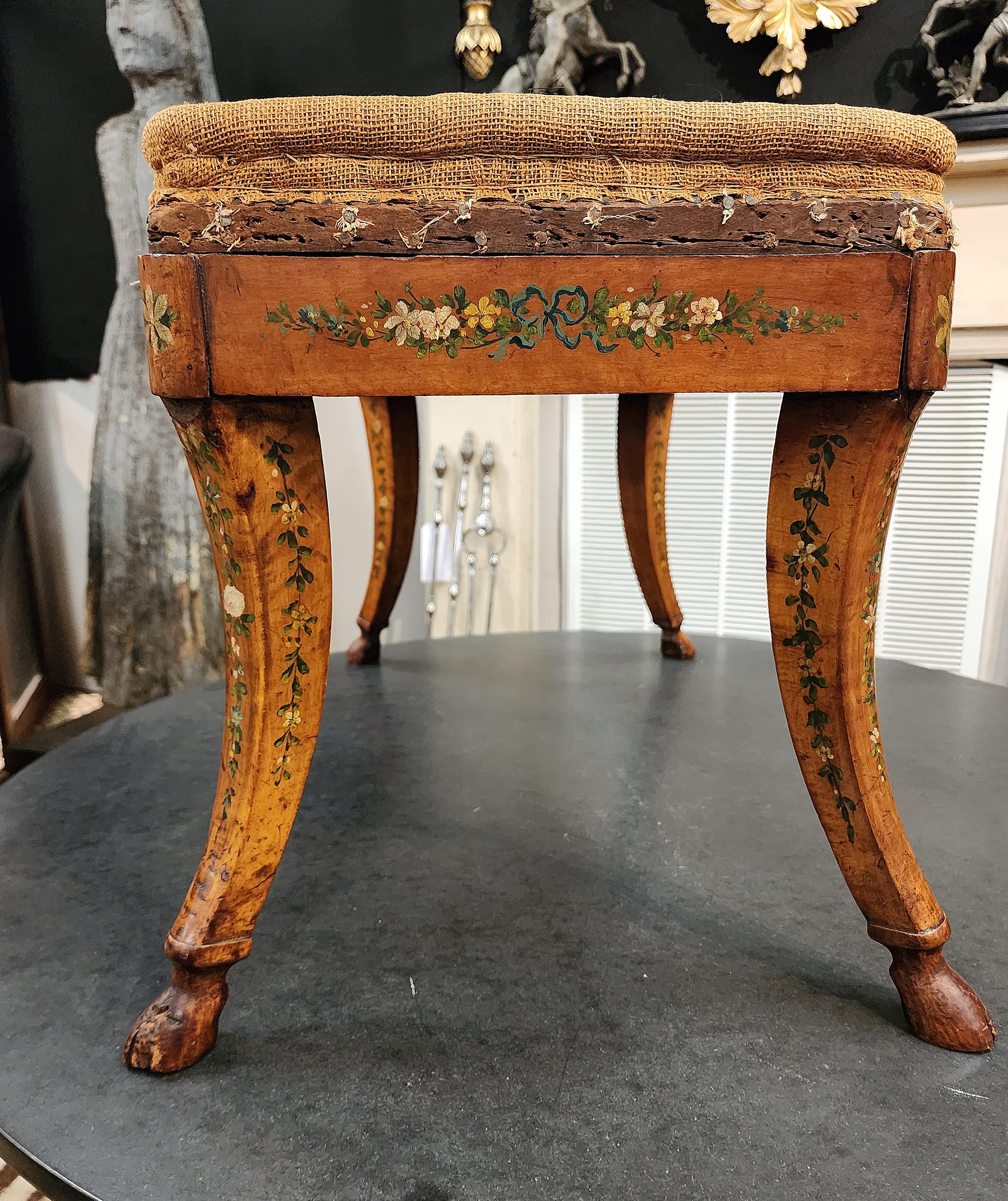 19th Century Satinwood Bench With Carved Hoofed Feet 7