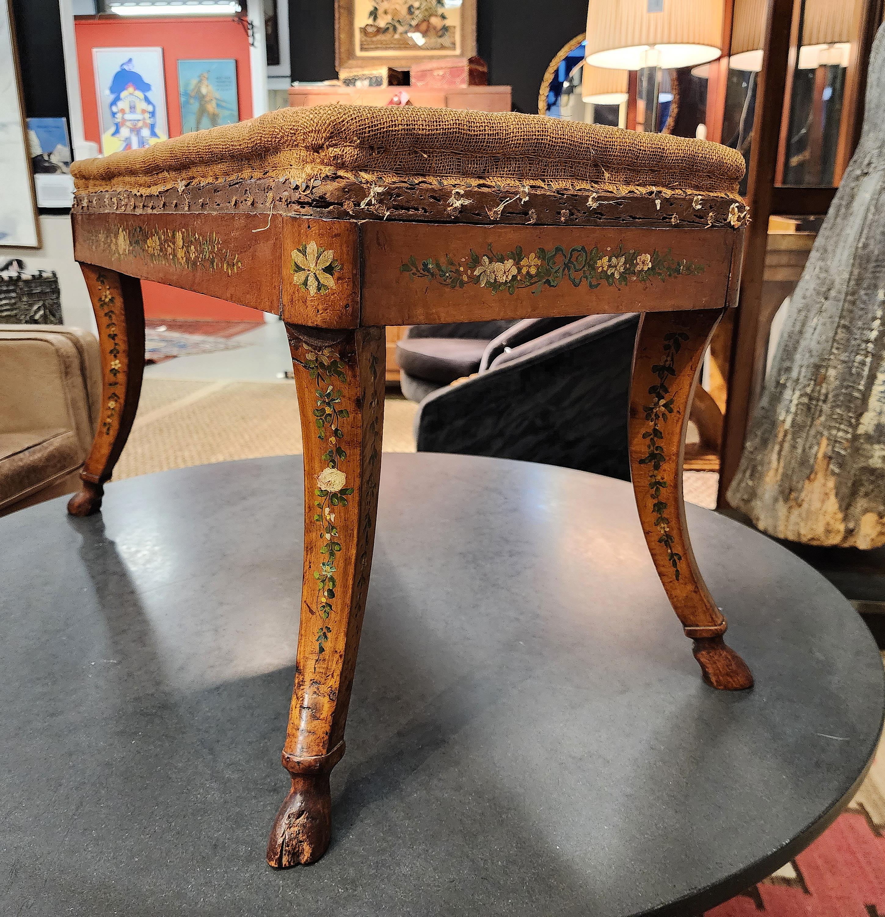 19th Century Satinwood Bench With Carved Hoofed Feet 8