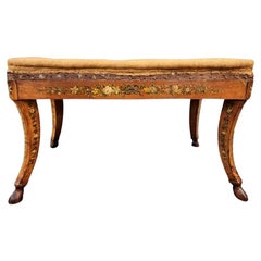 Antique 19th Century Satinwood Bench With Carved Hoofed Feet
