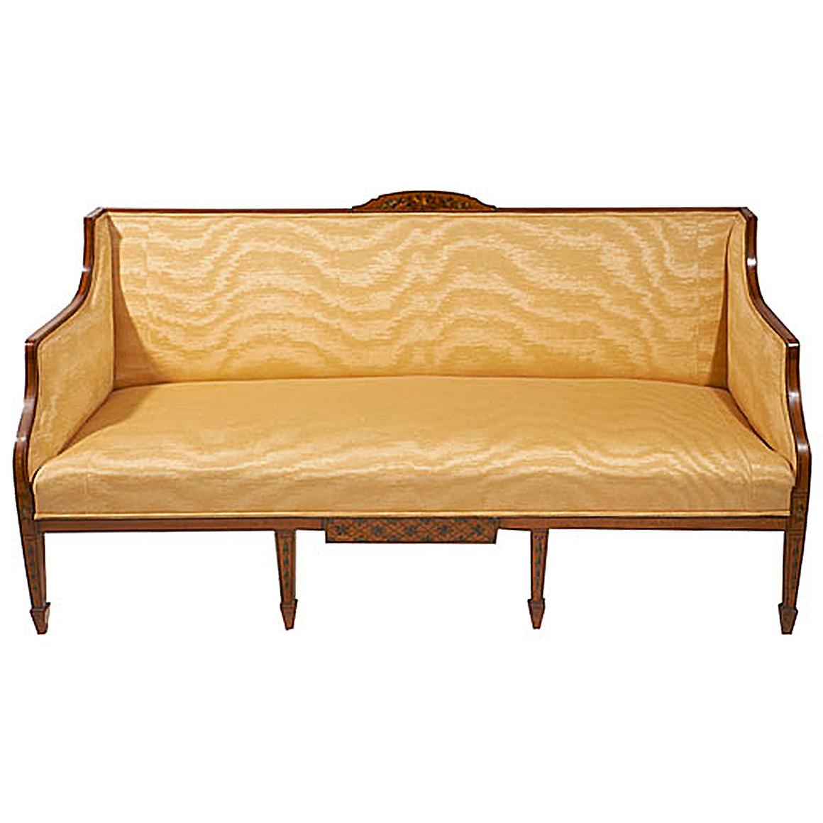 Satinholz-Kasten-Sofa aus dem 19. Jahrhundert (Englisch) im Angebot