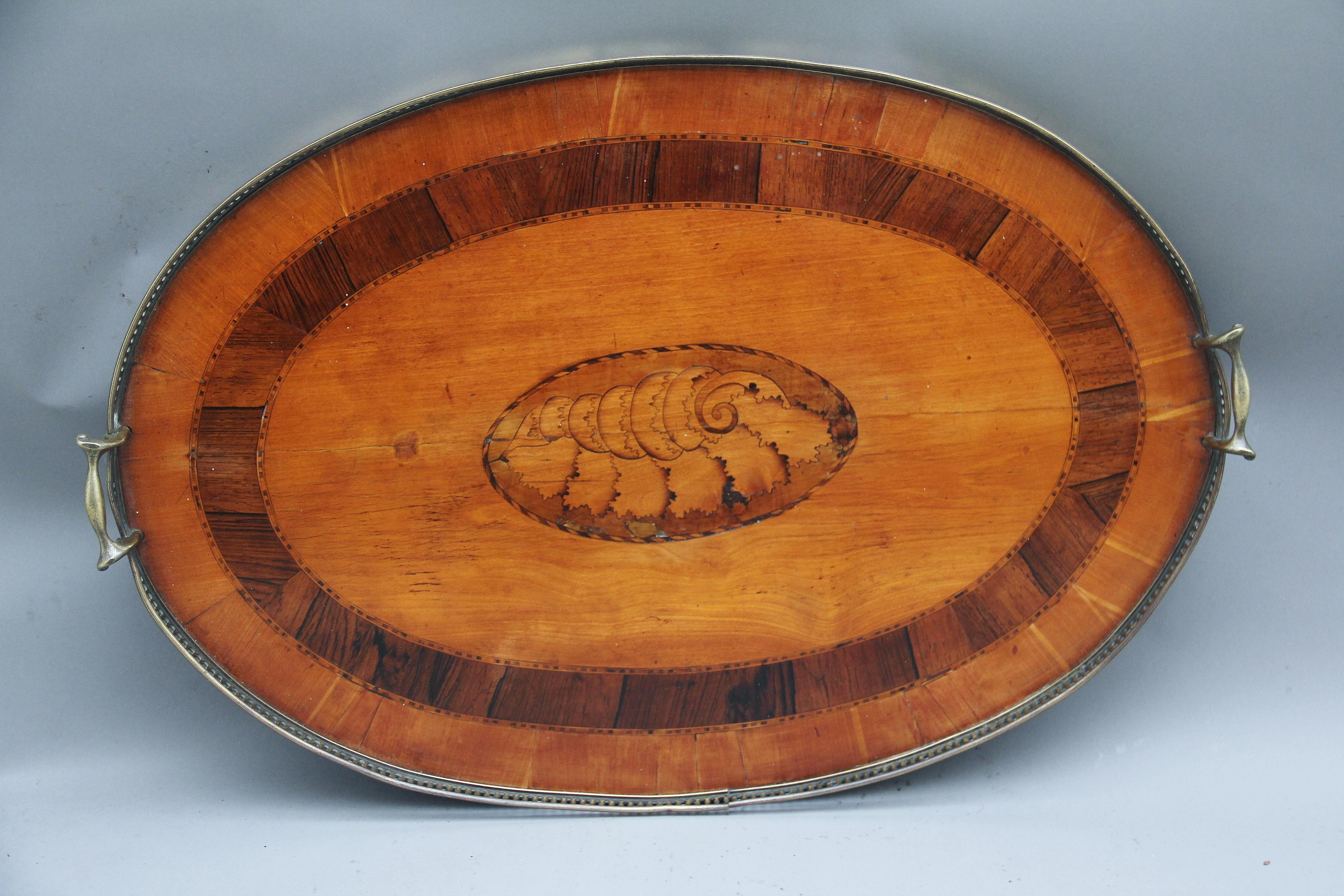 19th Century Satinwood, Brass and Inlaid Tray For Sale 2