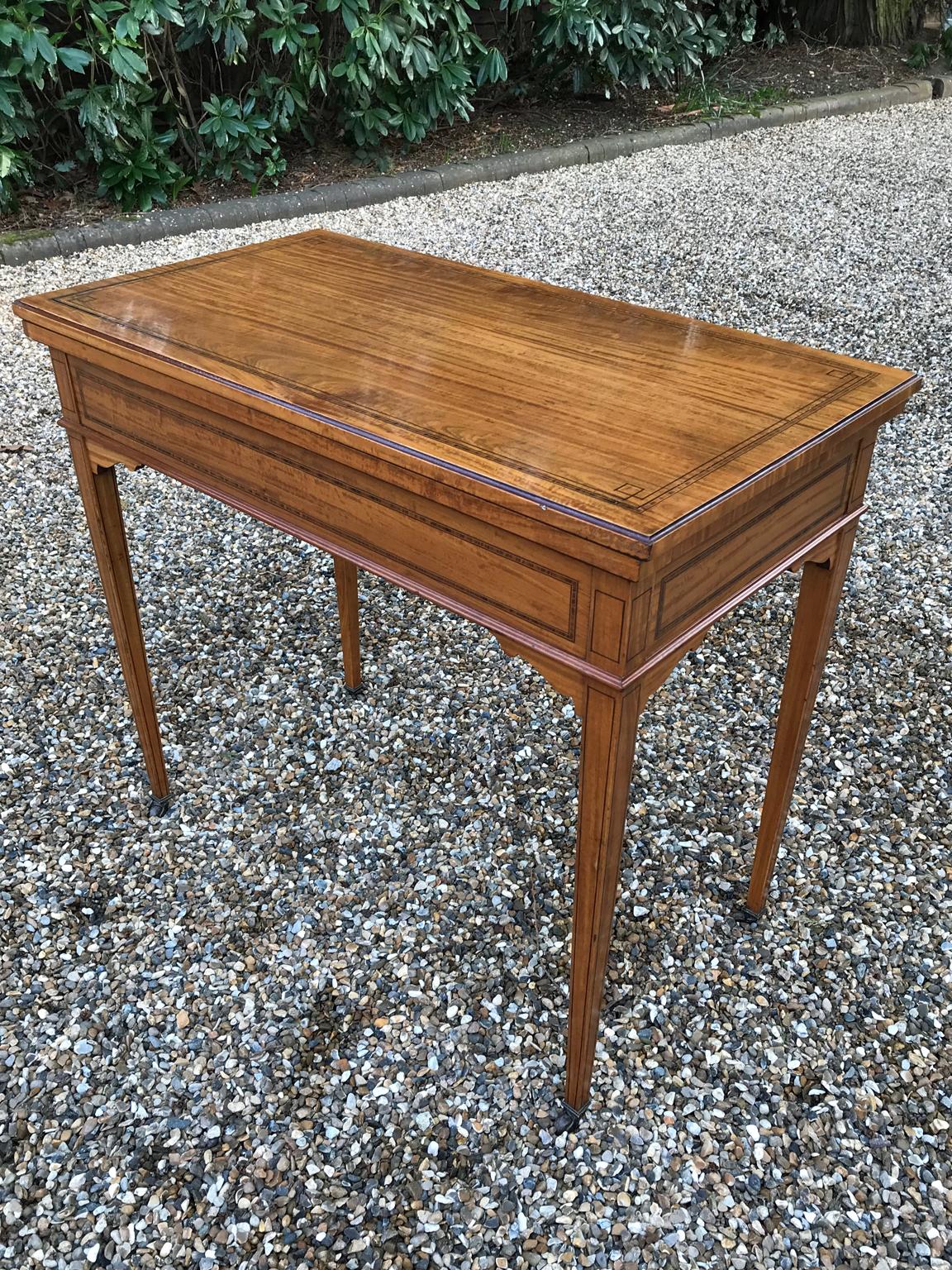 Victorian 19th Century Satinwood Card Table For Sale