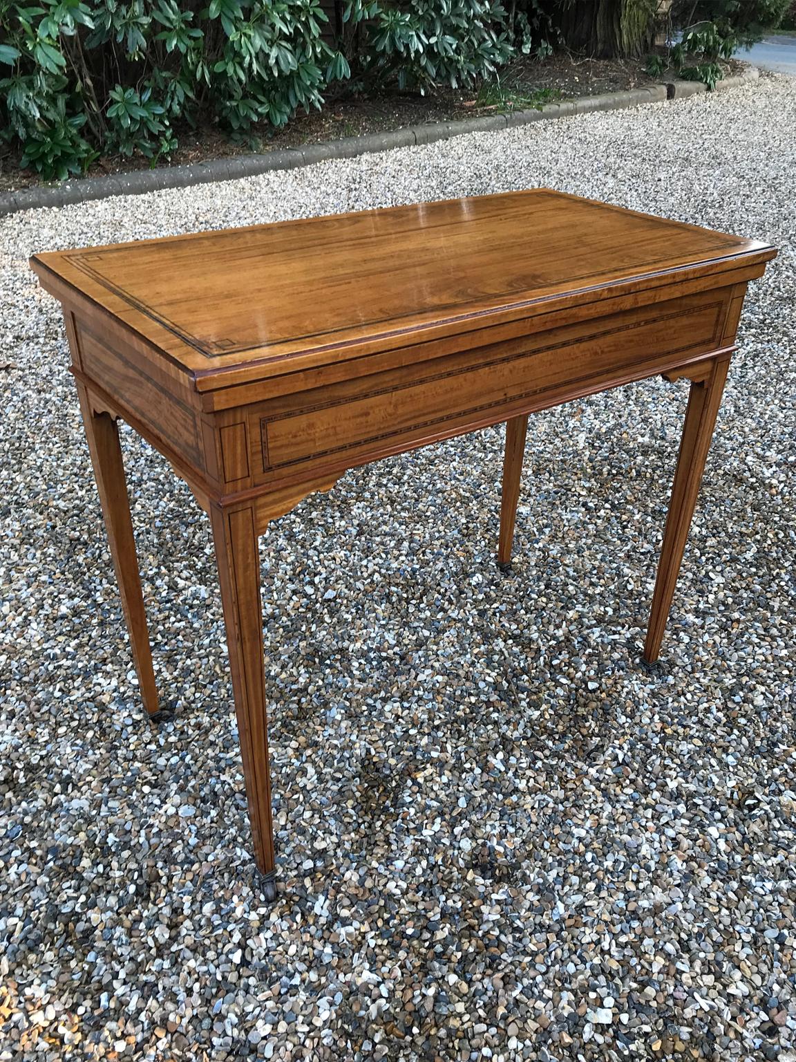 Hand-Crafted 19th Century Satinwood Card Table For Sale