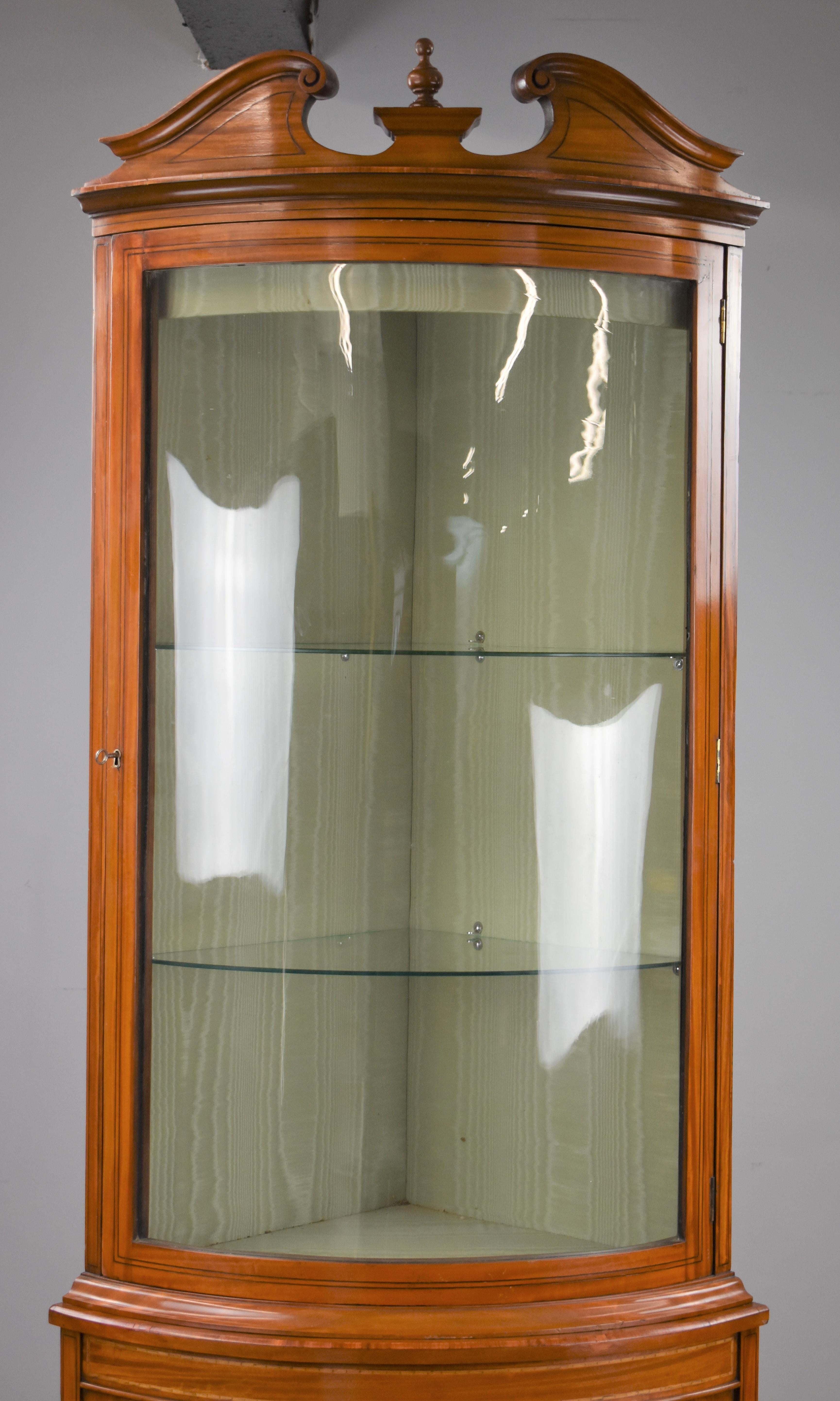 corner display cabinet with glass doors